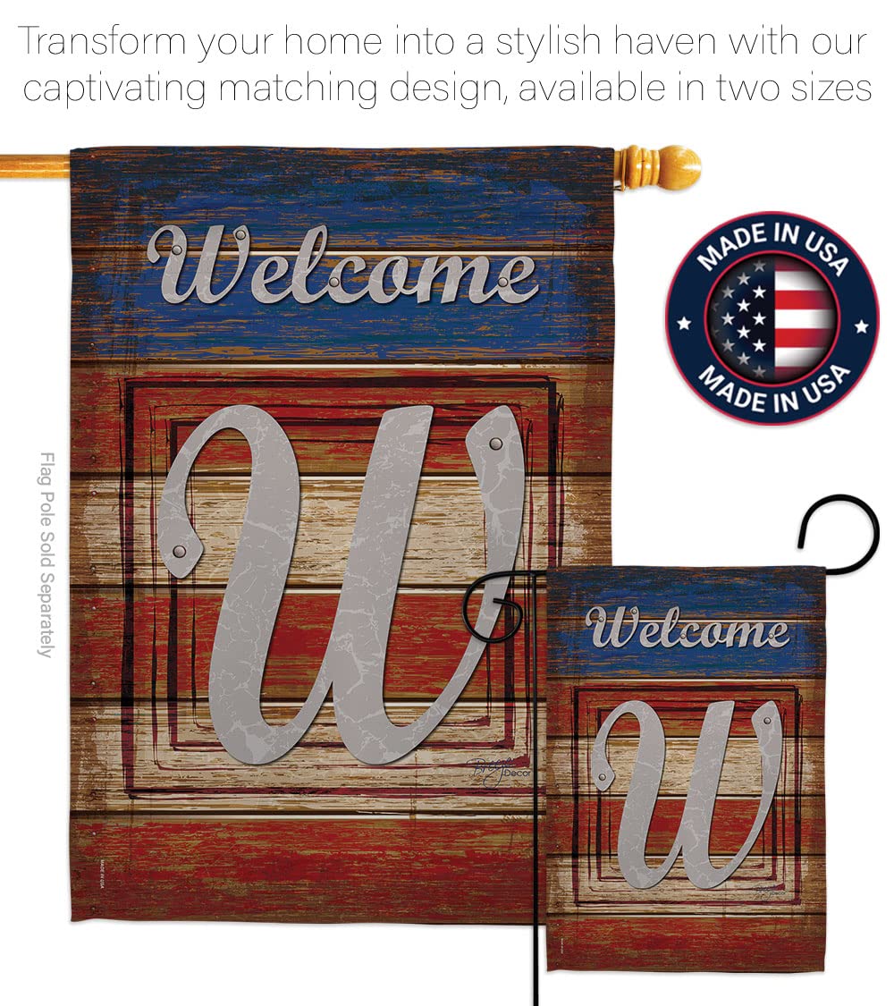 Breeze Decor Patriotic W Initial Garden Flag 13x18.5in - Perfect for Outdoor Yard Decor