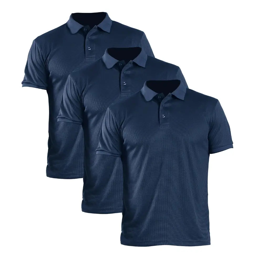 3 Pack Men's Waffit Series Polo Shirts - Breathable Cotton Casual Shirts for Work & Golf - Comfortable Short Sleeve Button Down Shirts for Business, Office & Outdoor Activities
