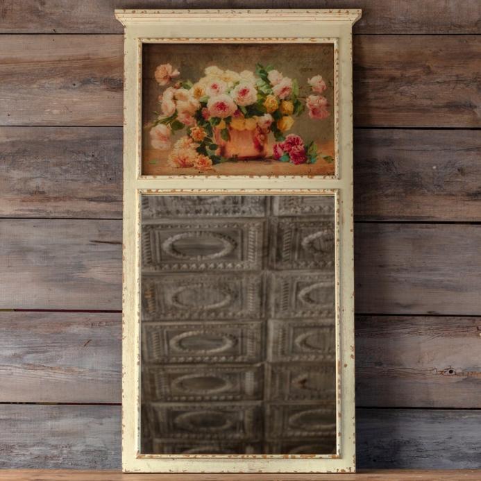 Vintage Floral Trumeau Mirror - Antique French Style Wall Mirror for Living Room, Bedroom & Entryway Décor