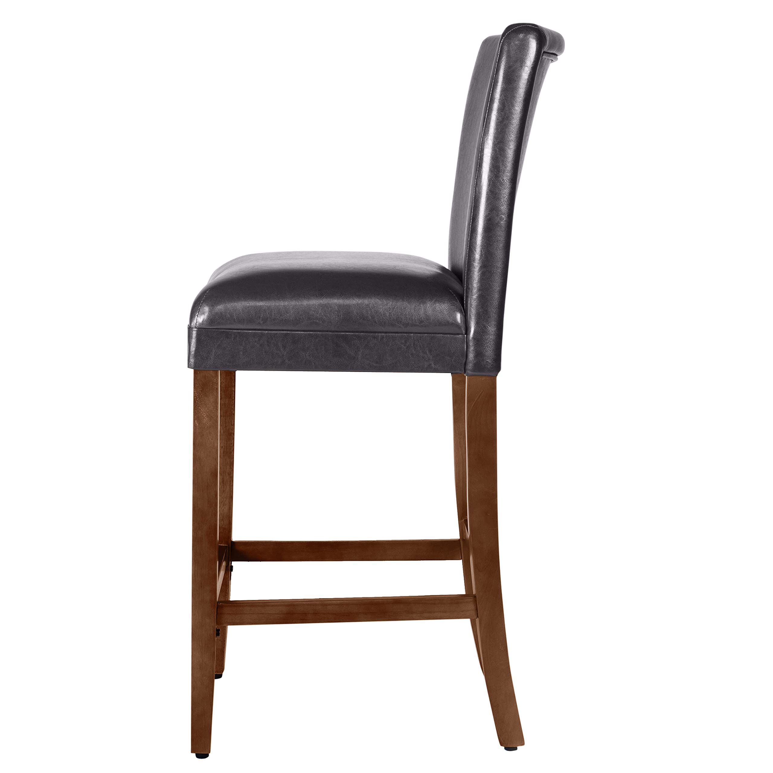 HomePop Classic Counter Height Bar Stools - 29 Inch Decorative Home Furniture with Dark Brown Faux Leather (Single Pack) | Perfect for Kitchen Islands, Breakfast Bars & Small Spaces