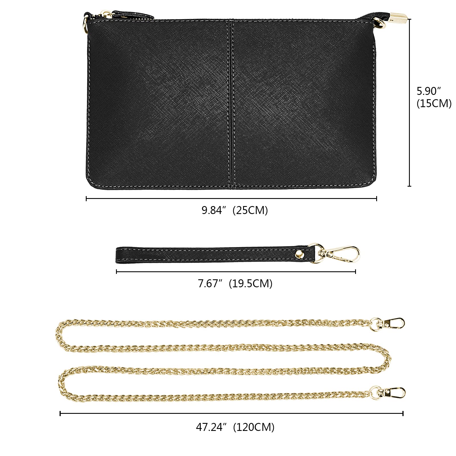 Uromee Genuine Leather Wristlet Wallet Clutch Purse for Women - Crossbody Bag with Detachable Shoulder Strap - Perfect for Parties, Travel & Everyday Use