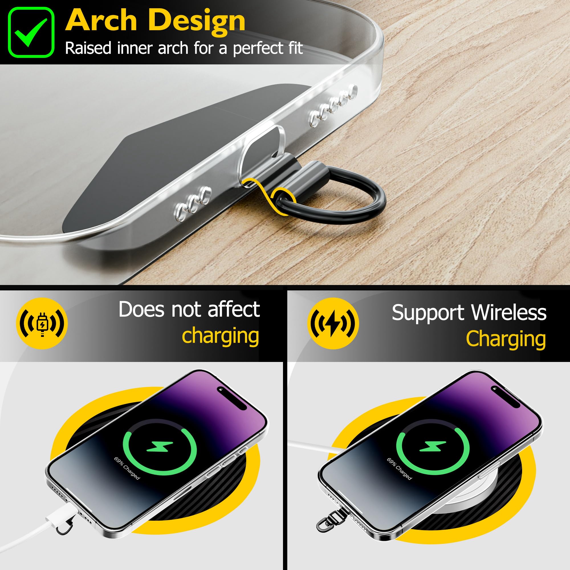 Durable 4-Pack Metal Phone Tether for iPhone & Smartphones - Heavy Duty Anti-Drop Strap for Outdoor, Work & Active Lifestyles