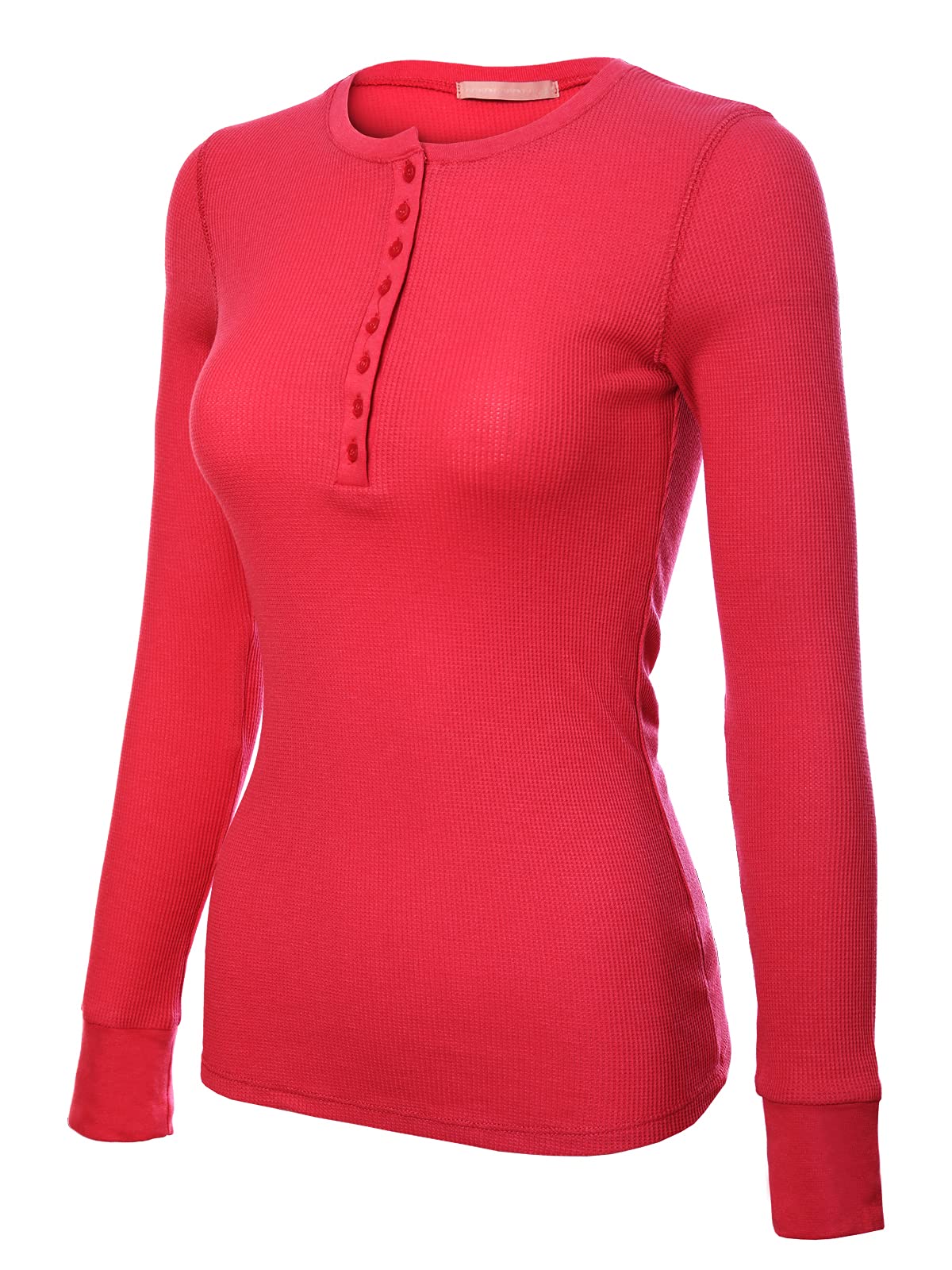 MixMatchy Women's Long Sleeve Henley T-Shirts - Slim Fit Button Down Thermal Knit Tops for Casual Wear, Work & Winter Layering