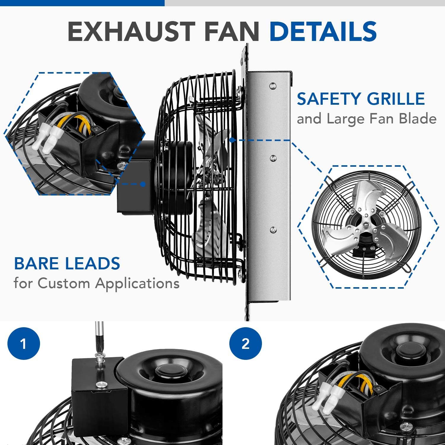 iPower 7 Inch Shutter Exhaust Fan - Silver - High CFM Ventilation Fan for Greenhouse, Grow Tent, Attic & Home Cooling