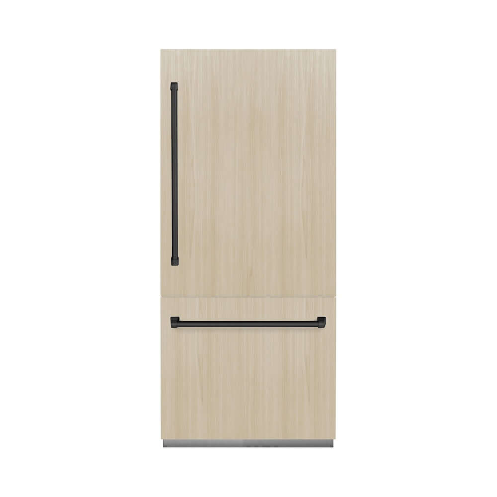 ZLINE Autograph Edition 36 Inch Built-In Bottom Freezer Refrigerator - 19.8 cu.ft Panel Ready with Water Dispenser & Ice Maker - Matte Black Finish (RBITZ 36 MB) - Perfect for Modern Kitchens and Open Concept Homes