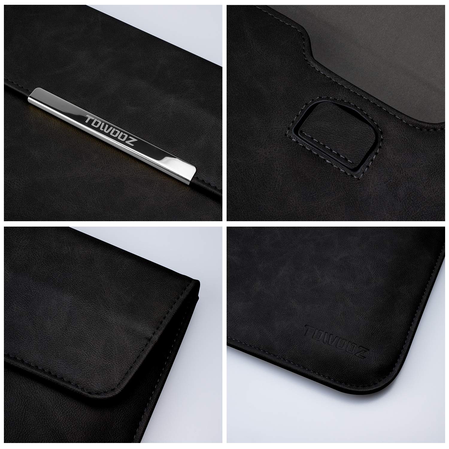 TOWOOZ 13-14 Inch Laptop Sleeve for MacBook Pro/Air, Dell XPS 13 & Surface Pro X - Protective Neoprene Case with Storage Pouch (Black) | Perfect for Work, Travel & School