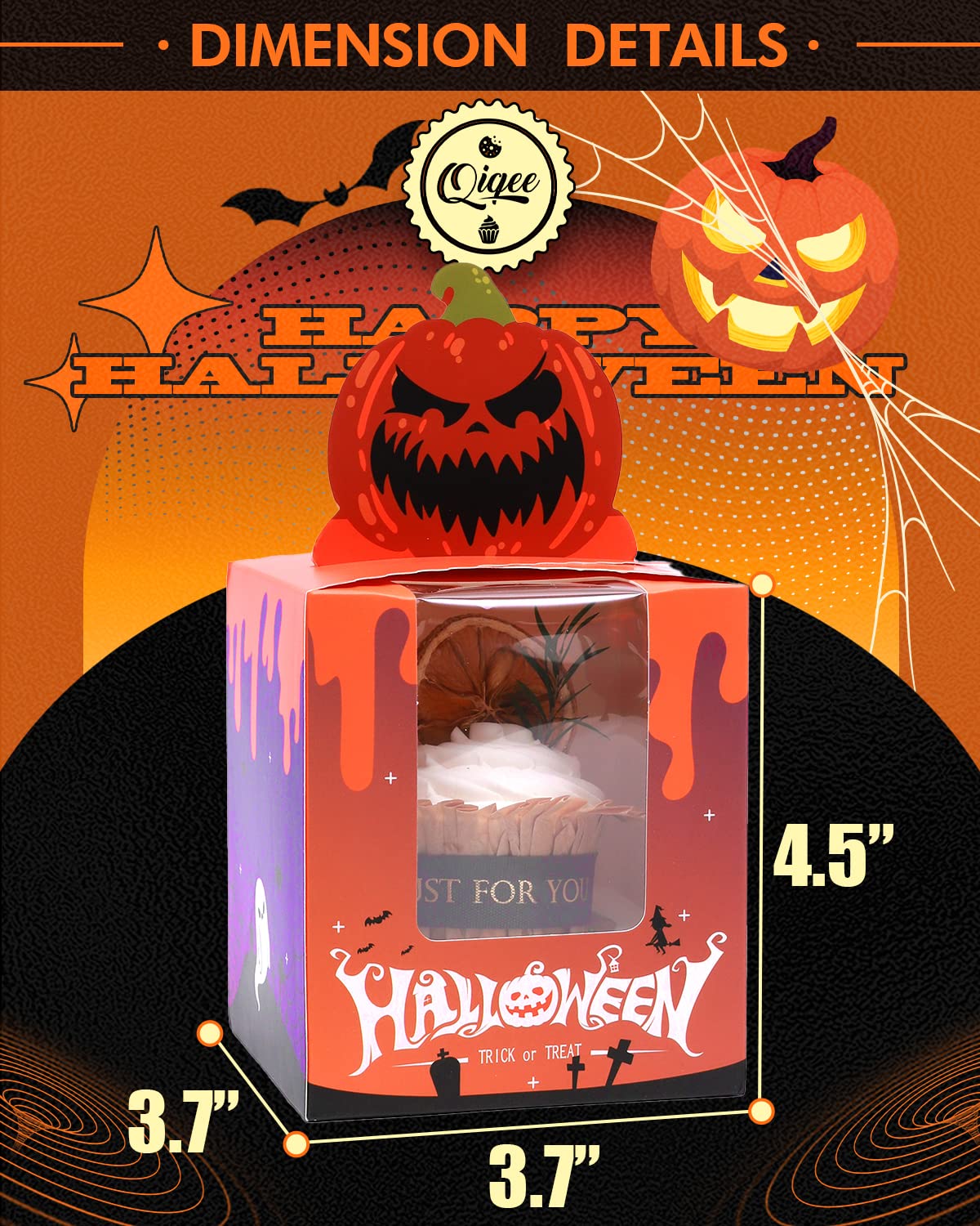 Halloween Cupcake Boxes 60pcs with Window - 3.7