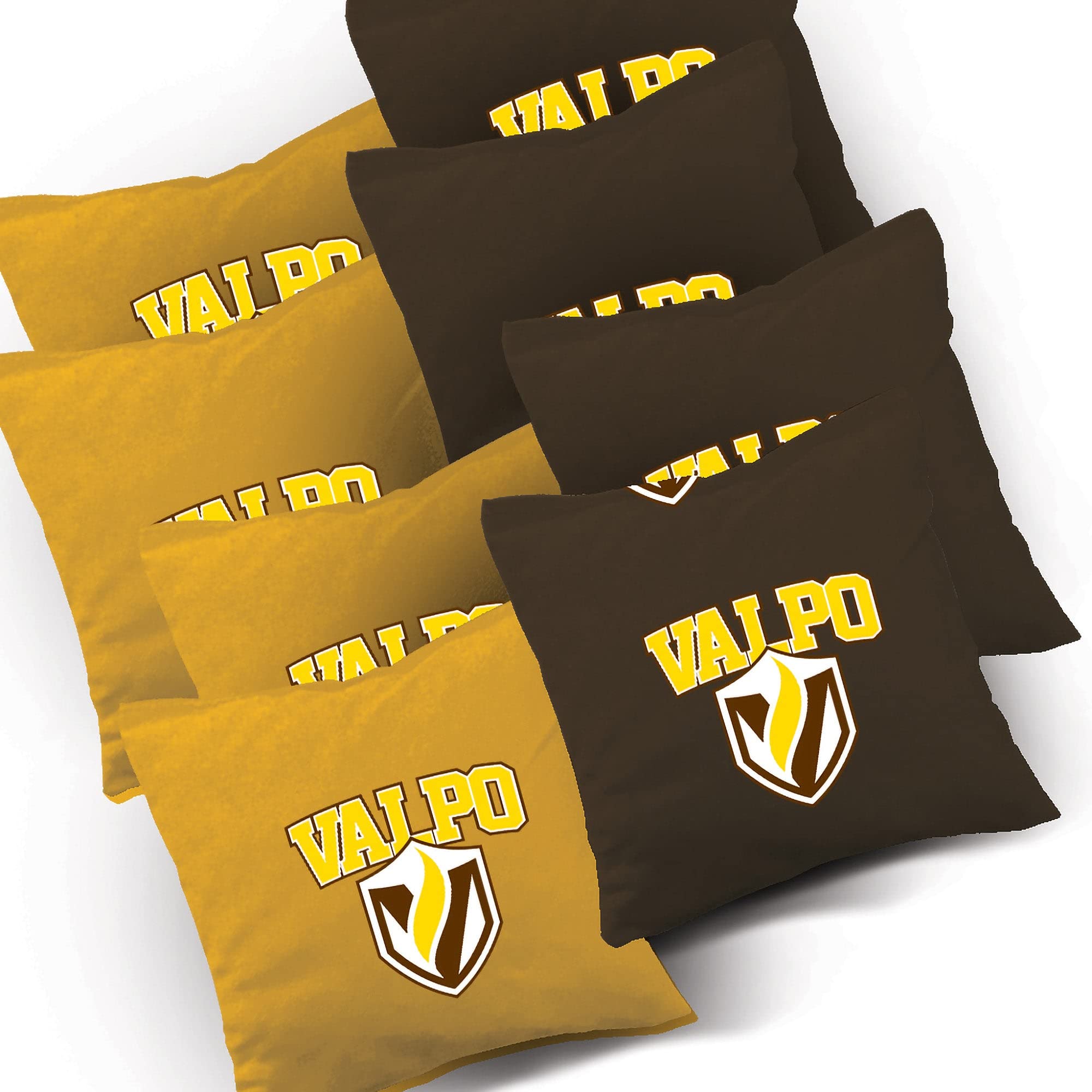Premium Valpo Pyramid Cornhole Boards Set - 2 Boards & 8 Custom Team Logo Bags for Outdoor Tailgating, Backyard Parties, and Lawn Games
