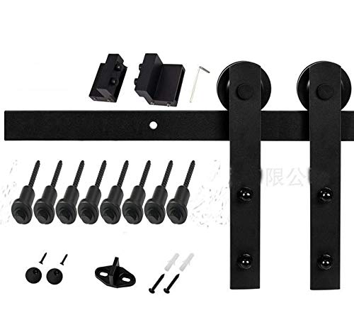 10FT Heavy Duty Sliding Barn Door Hardware Kit - Double Door Rail System with Smooth Rollers for 1.57