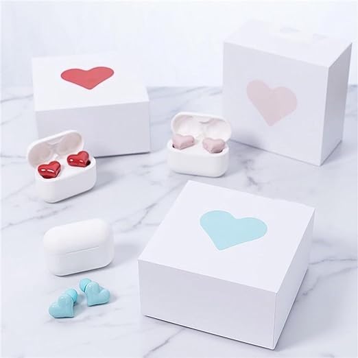 Wireless Bluetooth Heart-Shaped Earbuds with Charging Case, Stereo Sound Quality - Perfect for Workouts, Sports & Travel (Red) - GGRR-4052 | Ideal Gift for Women & Men, Great for Gym, Running, Commuting and Daily Use