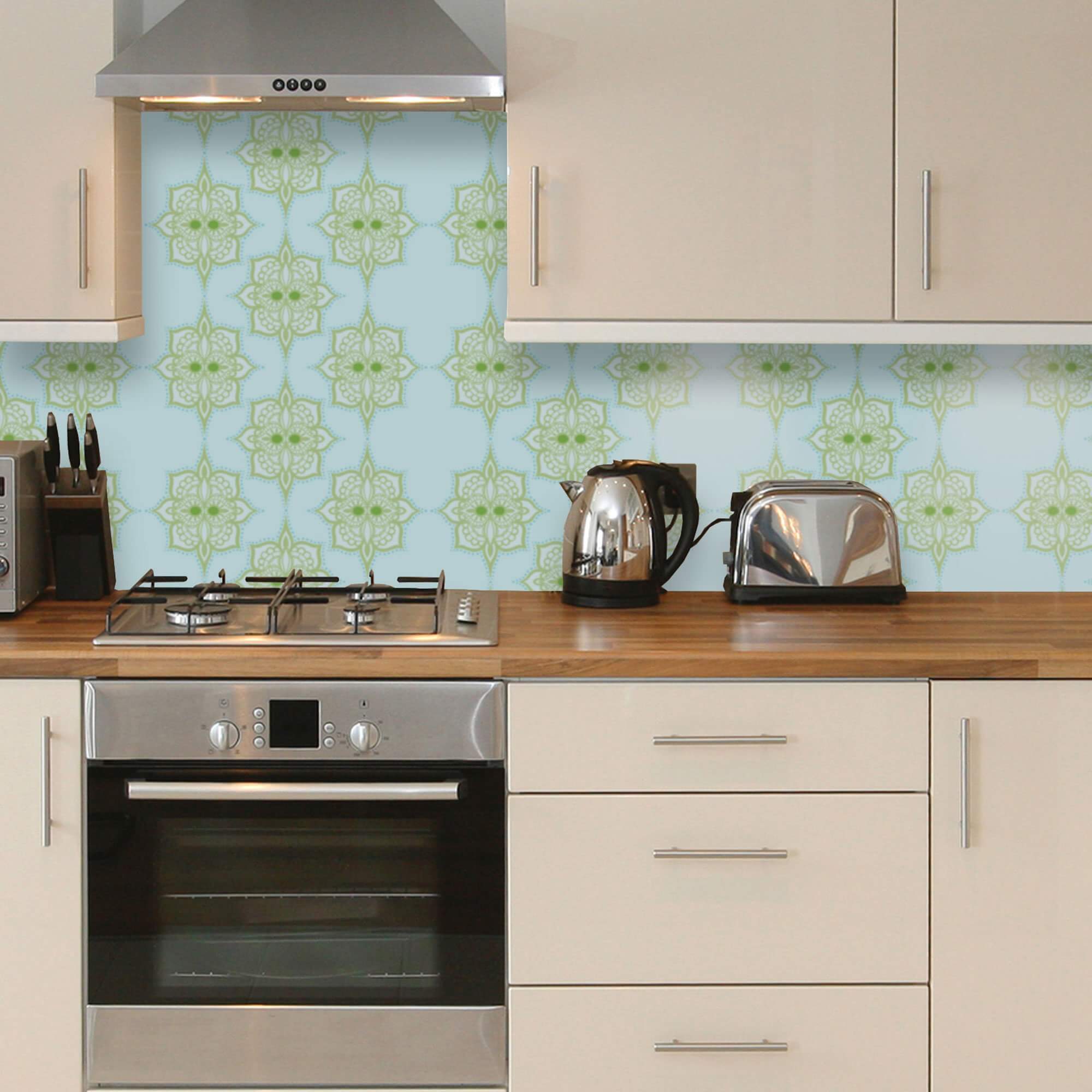 Turquoise Damask Tile Adhesive Peel and Stick Removable Wallpaper - 30 Designs for Home Decor, Kitchen Backsplash & Bathroom Renovation