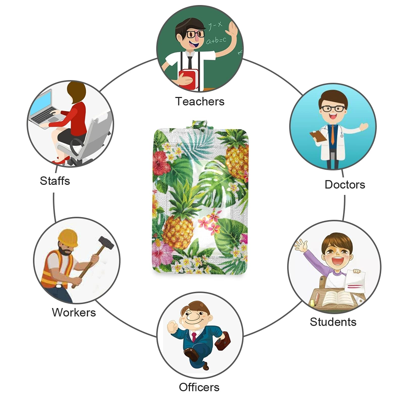 Tropical ID Badge Holder with Lanyard - Office & School Use