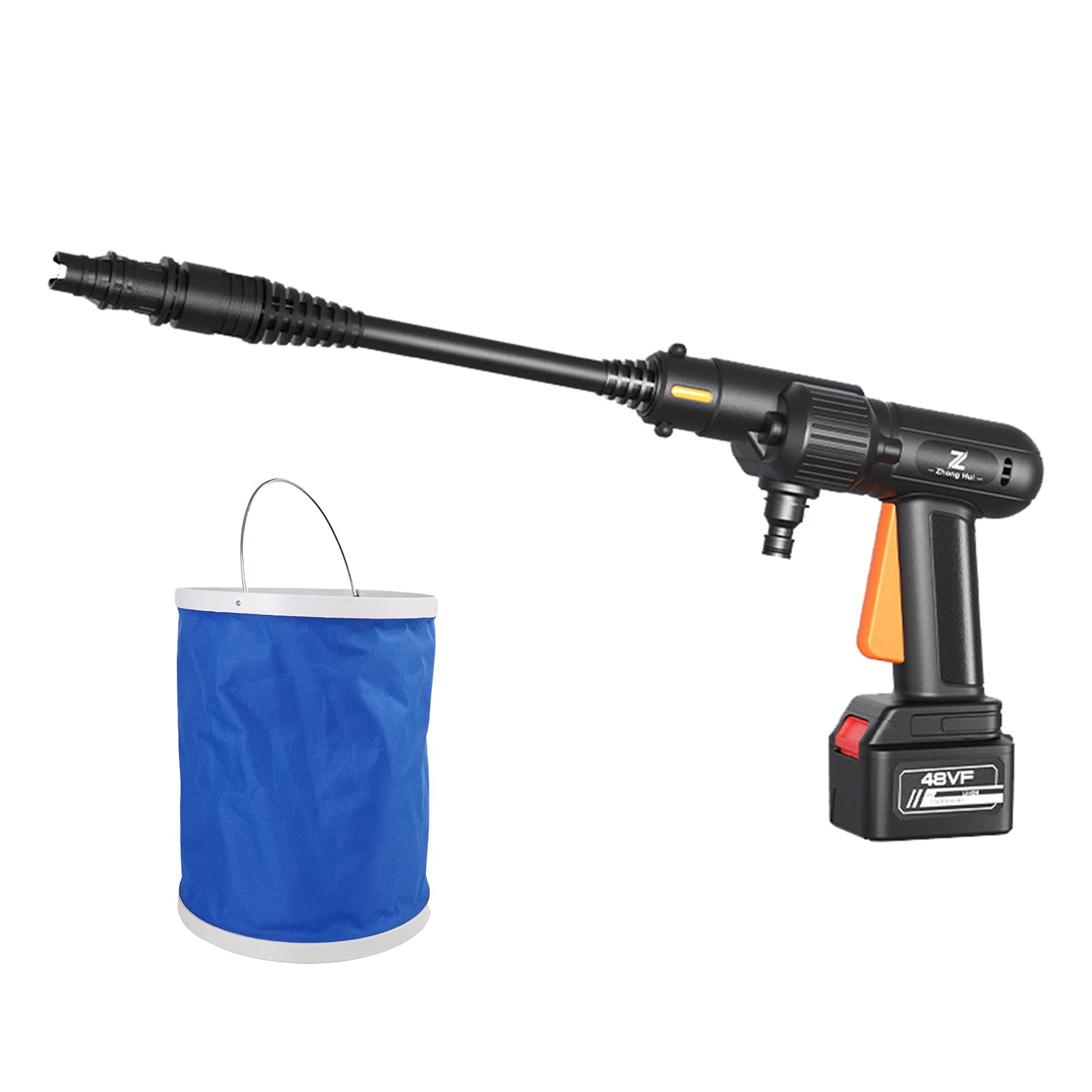 48V Handheld Rechargeable Car Wash Machine - Battery Powered Portable Pressure Washer with Nozzle & 5M Hose - Ideal for Cleaning Trucks, Fences, Patio, Garden & Outdoor Surfaces - Perfect for Home, RV & Auto Detailing