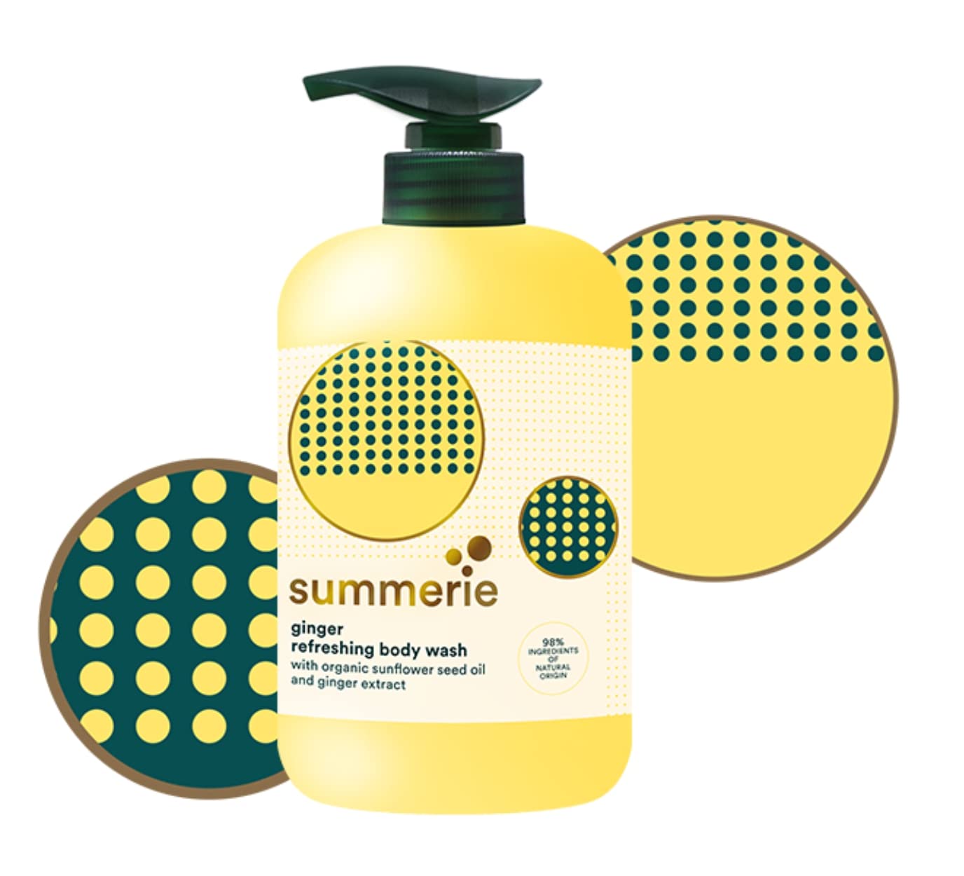 Summerie Ginger Refreshing Body Wash for Women - Organic Sunflower Seed Oil Enriched | Hydrating, Anti-Inflammatory & Soothing Body Cleanser | Paraben & SLS Free | 325ml | Perfect for Summer Refreshment & Sensitive Skin Care