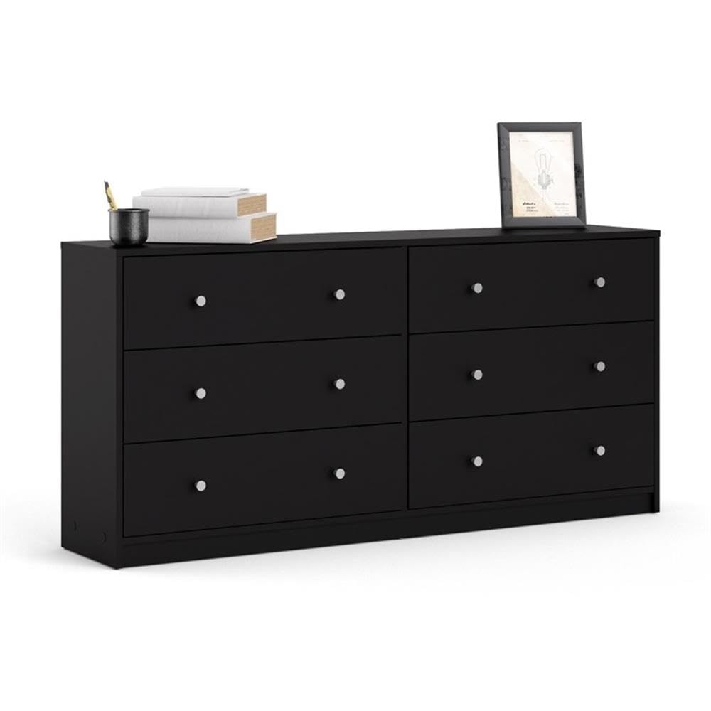Scandinavian Modern 3-Piece Bedroom Set - Engineered Wood Dresser, Nightstand & Chest with Pewter Handles | Black Finish | Space-Saving Storage Solution for Small Bedrooms & Apartments