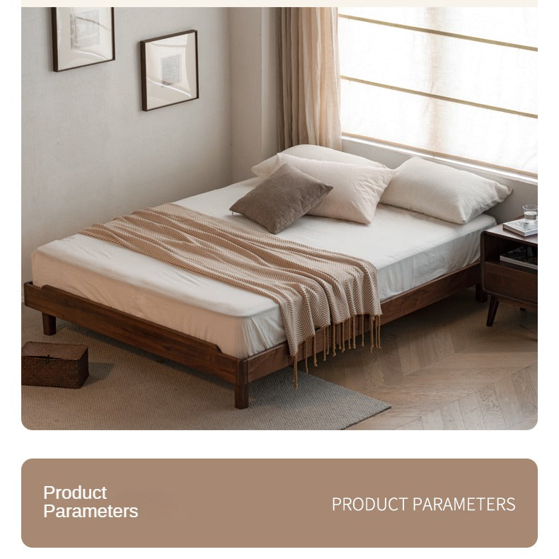 Solid Wood Platform Bed in Black Walnut & Ash - Headboard-Free Modern Bed Frame for Bedroom, Guest Room, or Dorm