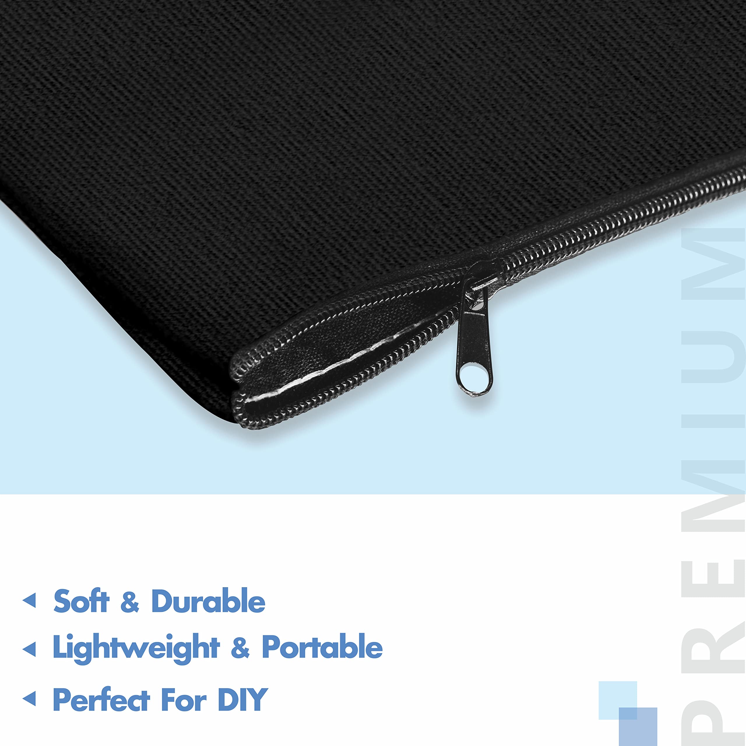 8 Pack Blank Canvas Pencil Pouch Set - DIY Craft Zipper Bags, Makeup Organizer, Multifunctional Storage Pouches for Cosmetics, Toiletries, Stationery (Black, 8.3” x 4.7”) - Perfect for School, Travel & Office Organization