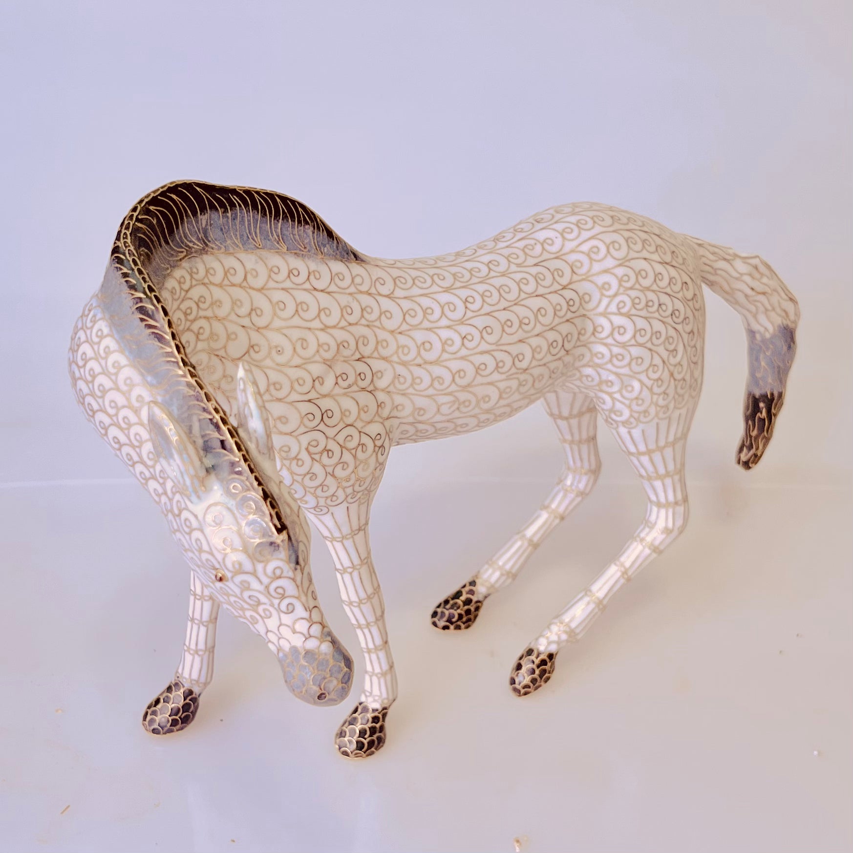 Tibetan Cloisonne Horse Statue - Handmade Brass Decor for Home & Office - Perfect Gift for Collectors & Feng Shui Enthusiasts - Use for Shelf Display, Meditation Space or Cultural Decor