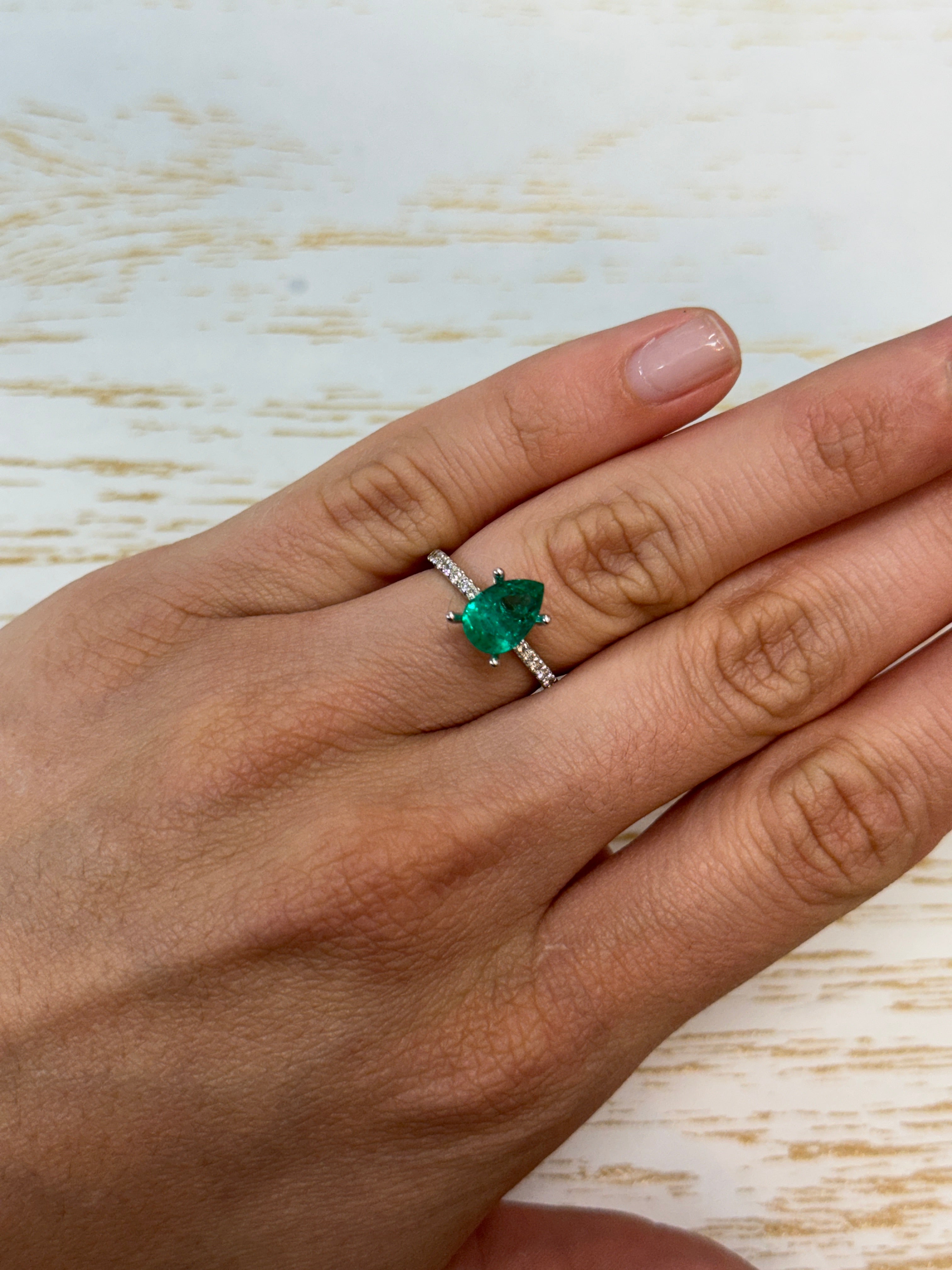 1.80 Carat Chunky Bluish Green Natural Loose Colombian Emerald Pear Cut Gemstone for Jewelry Making, Engagement Rings & Luxury Gifts