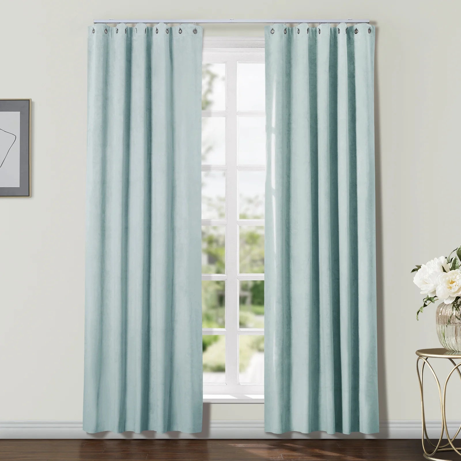 Gene 100% Blackout Soundproof Curtains with Grommet & Track Kit - Thermal Insulated Noise Reducing Drapes for Bedroom, Nursery & Home Theater