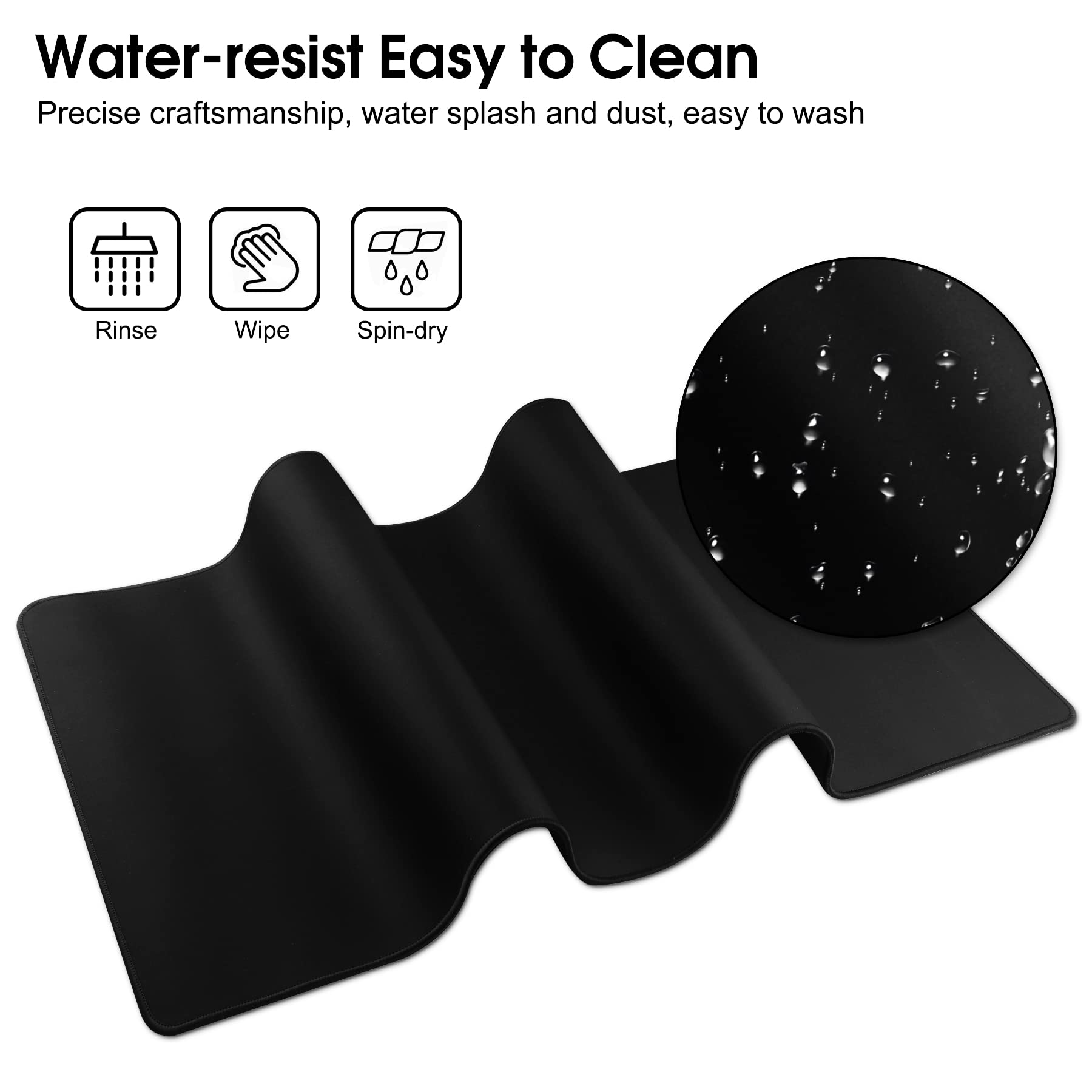 HoYiXi XXL Gaming Mouse Pad (80x30cm) - Ultra Smooth Surface, Anti-Slip Rubber Base, Waterproof Cloth Desk Mat for PC, Laptop, Office & Gaming Setup - Black