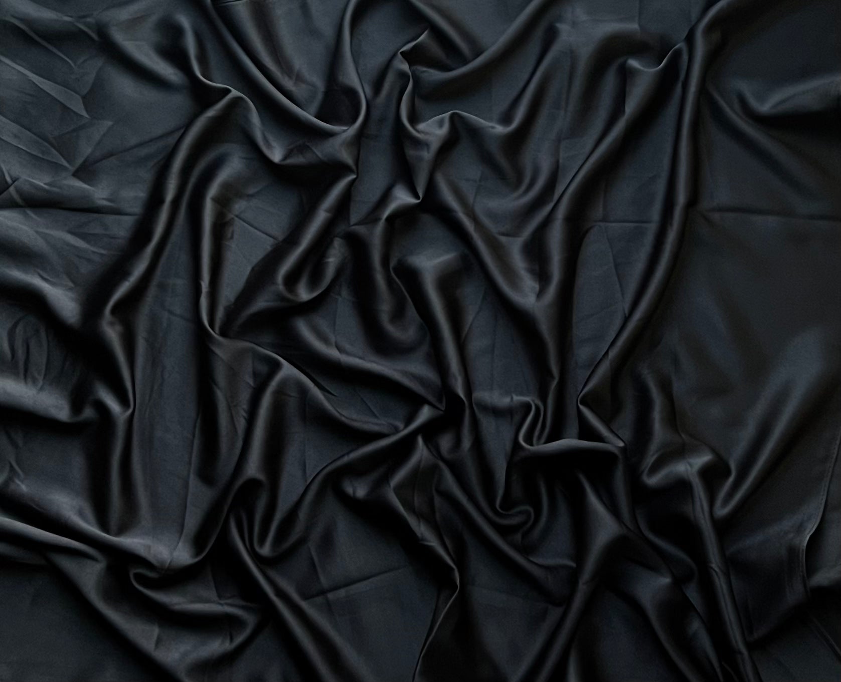 Classic Black Satin Fabric - Elegant & Luxurious Material for Dresses, Scarves & Home Decor