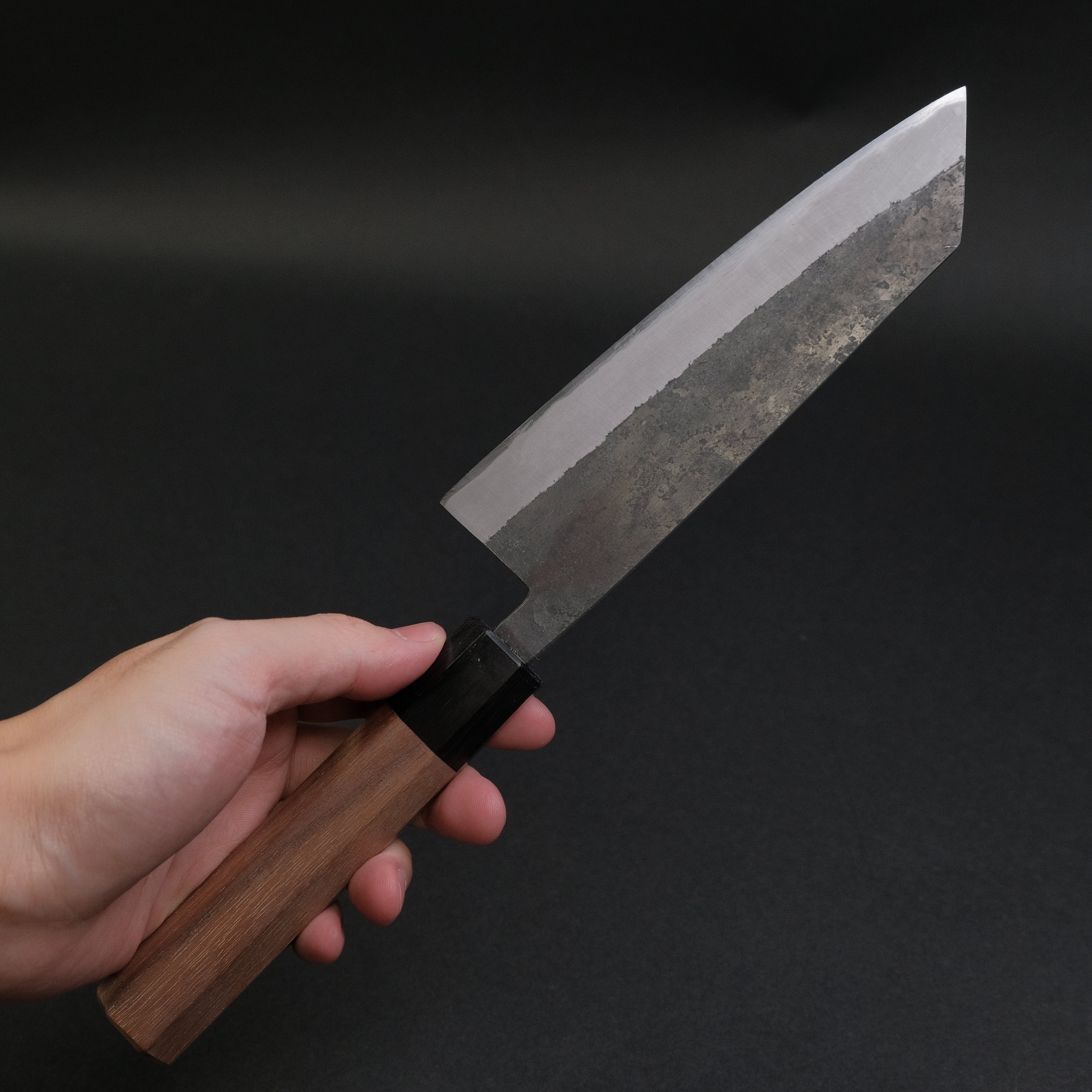 Hitohira Harima Forged Blue #2 Stainless Clad Kurouchi Bunka Knife 165mm with Walnut Handle - Japanese Kitchen Knife for Slicing, Dicing & Precision Cutting - Perfect for Home Chefs & Professional Kitchens