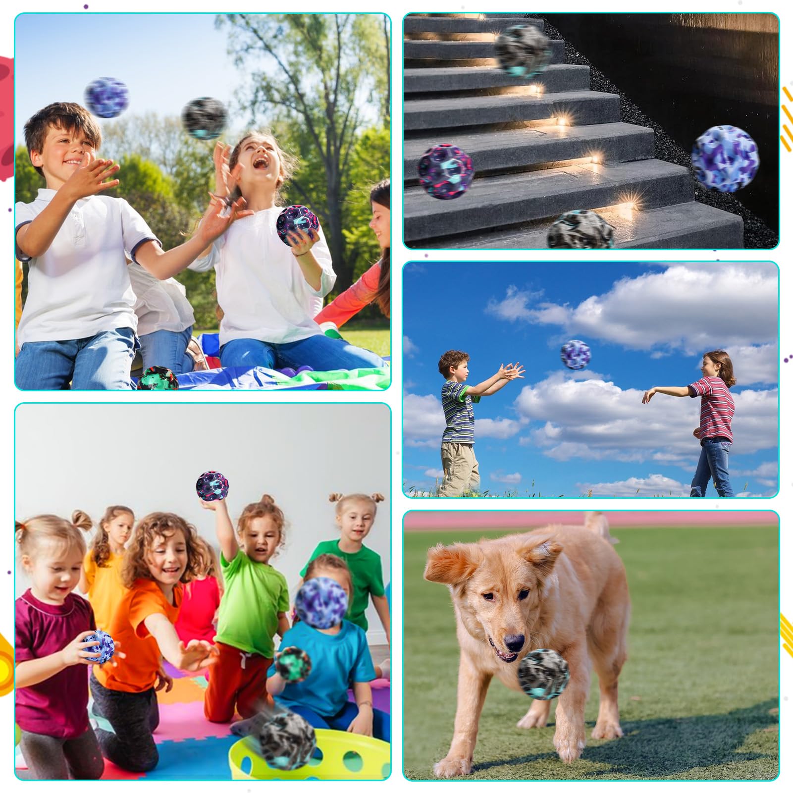 3-Piece Astro Jump Balls - 7cm Space Bounce Balls for Kids, Mini Bouncy Balls for Playground, Party Favors, Stress Relief & Outdoor Games - High Bounce Rubber Balls for Fun and Exercise