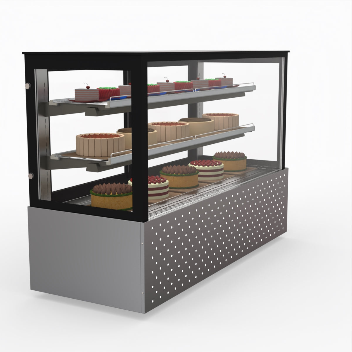 Bonvue SG180FA Commercial Refrigerated Display Case - Dual Glass Door Merchandiser for Deli, Bakery & Grocery - Perfect for Supermarkets, Convenience Stores & Cafes
