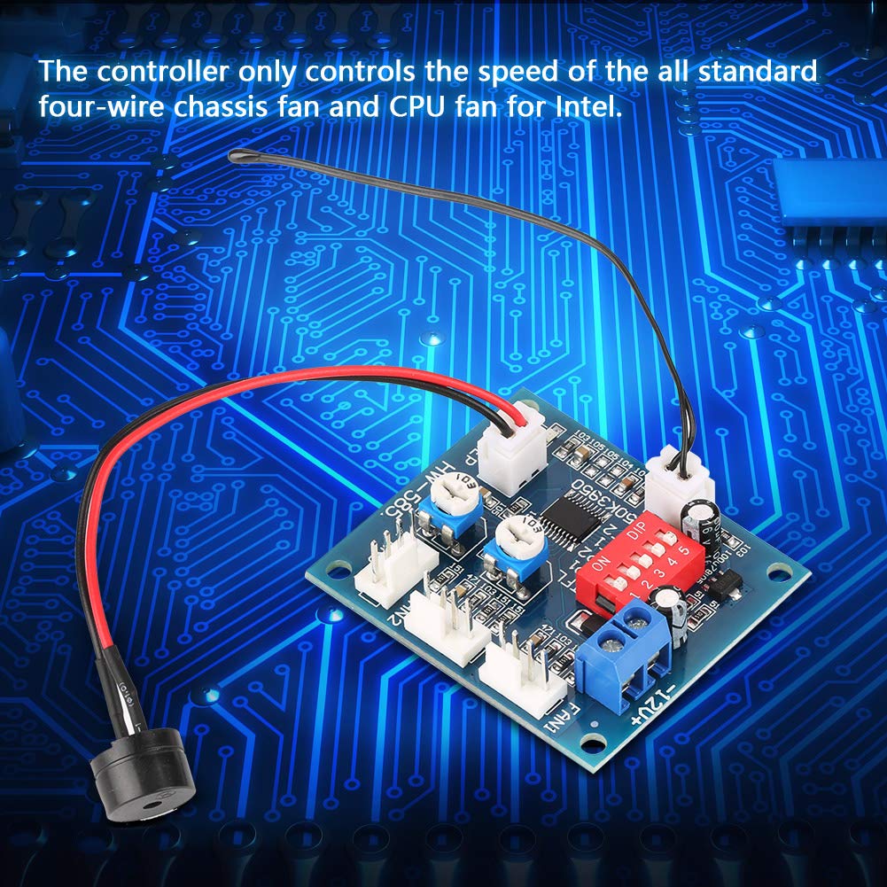 12V PWM Fan Speed Controller Module with Temperature Sensor - Adjustable 4-Wire PC Fan Governor for Cooling Systems, PC Cases, and DIY Electronics Projects