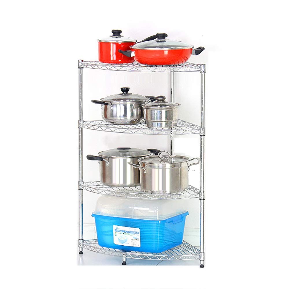 Idomeo Adjustable Multi-Layer Kitchen Corner Storage Rack - Chrome Carbon Steel Triangle Shelf for Spices, Utensils & Organizing (19cm Tube, 45x45x80cm) - Perfect for Small Kitchens, Pantries & Bathroom Storage