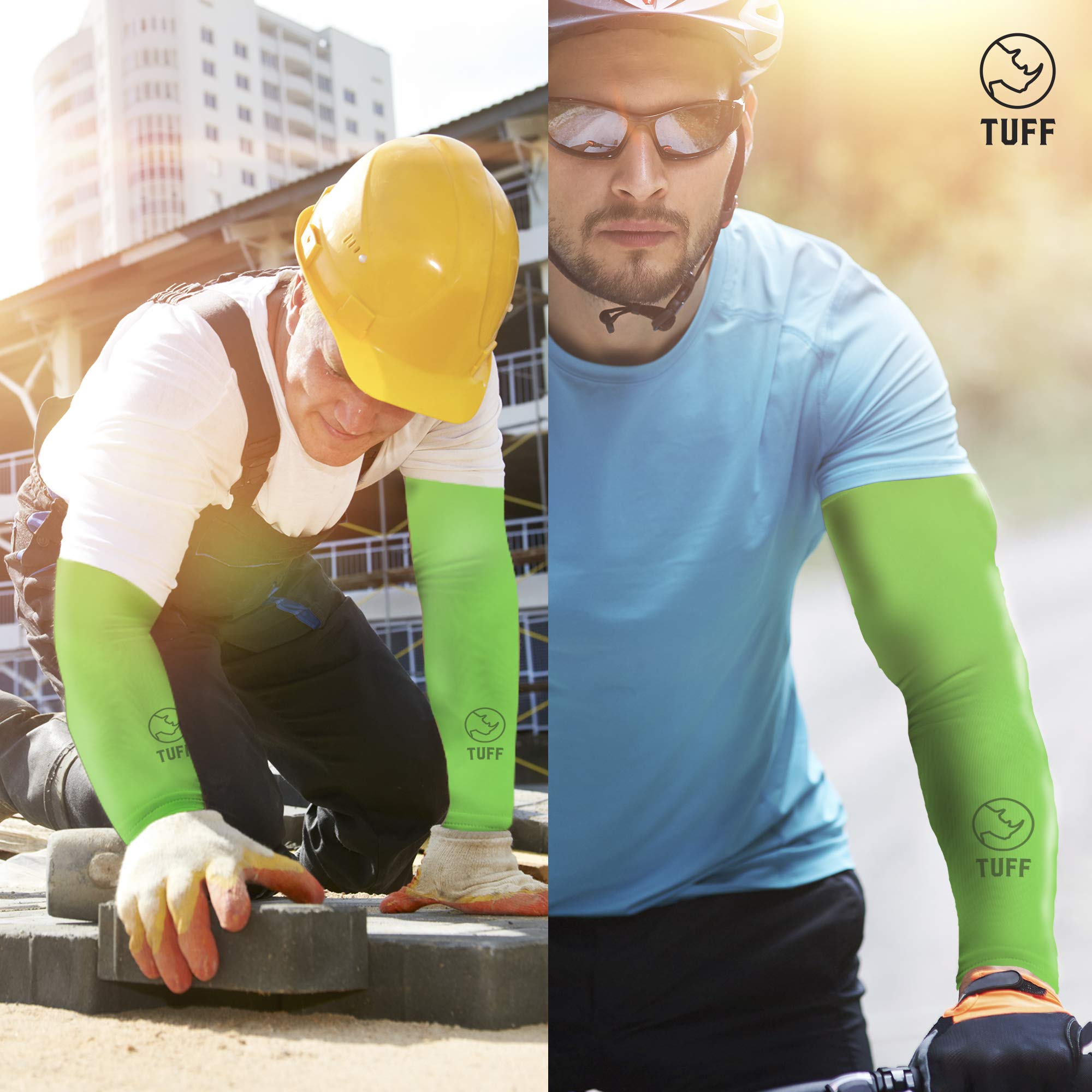 TUFF Compression Cooling Arm Sleeves - UPF 50+ Sun Protection for Men & Women | Athletic Performance & Outdoor Activities | Running, Cycling, Hiking, Golf