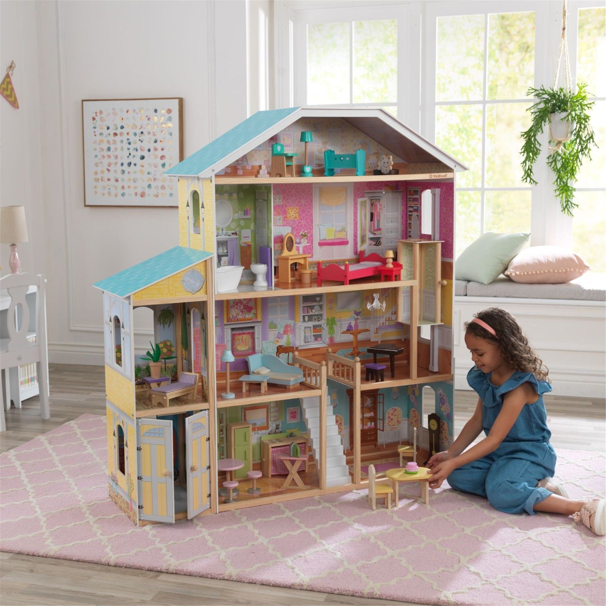 KidKraft Majestic Mansion Wooden Dollhouse for Kids - Large Doll House with Furniture & Accessories - Perfect for Pretend Play, Gift for Girls & Boys Ages 3+ - Great for Bedroom, Playroom & Birthday Parties