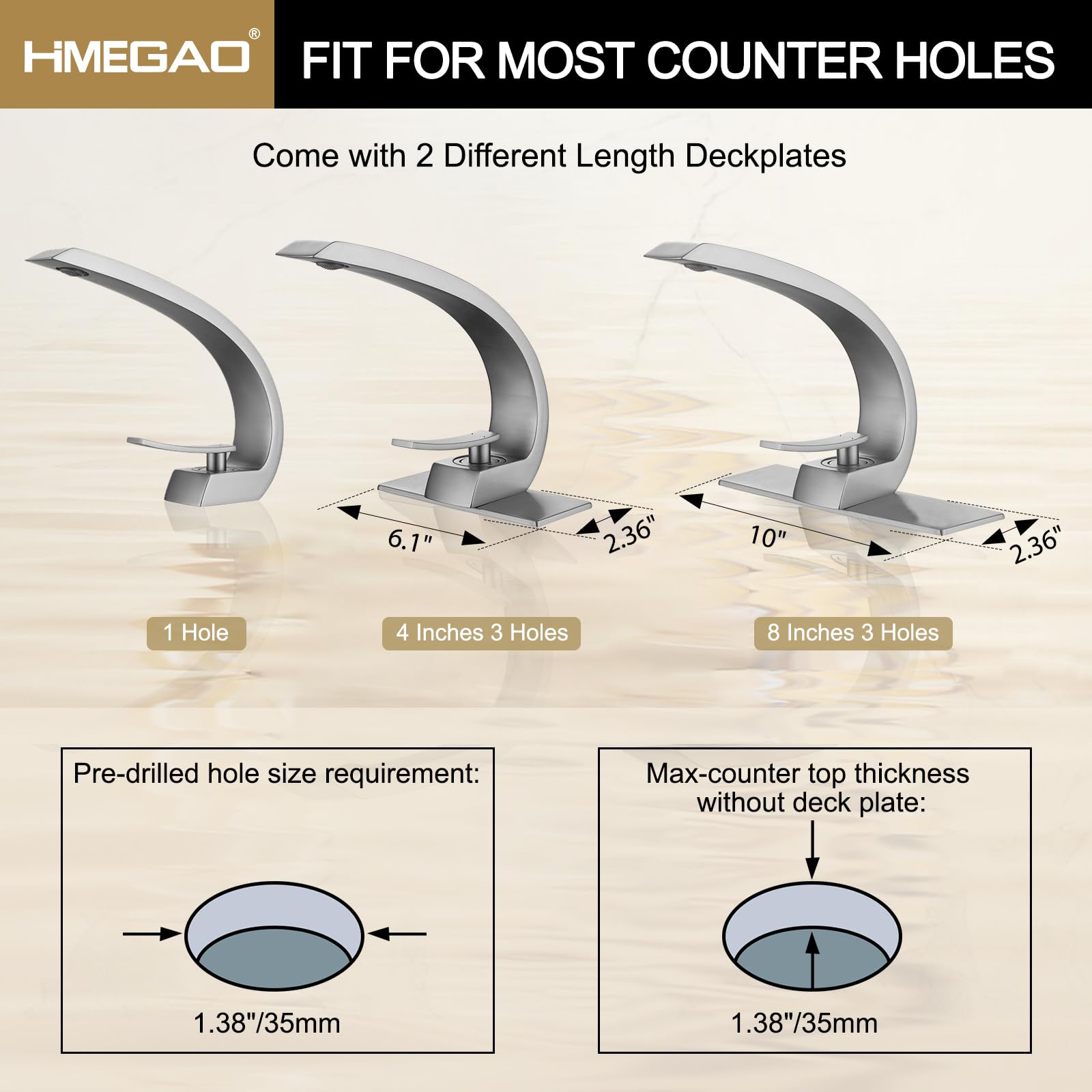 1 Hole Brushed Nickel Bathroom Sink Faucet - Single Handle 6-inch Deckplate Bathroom Faucet for Vanity Sink | Perfect for Modern Bathroom & Powder Room Renovations