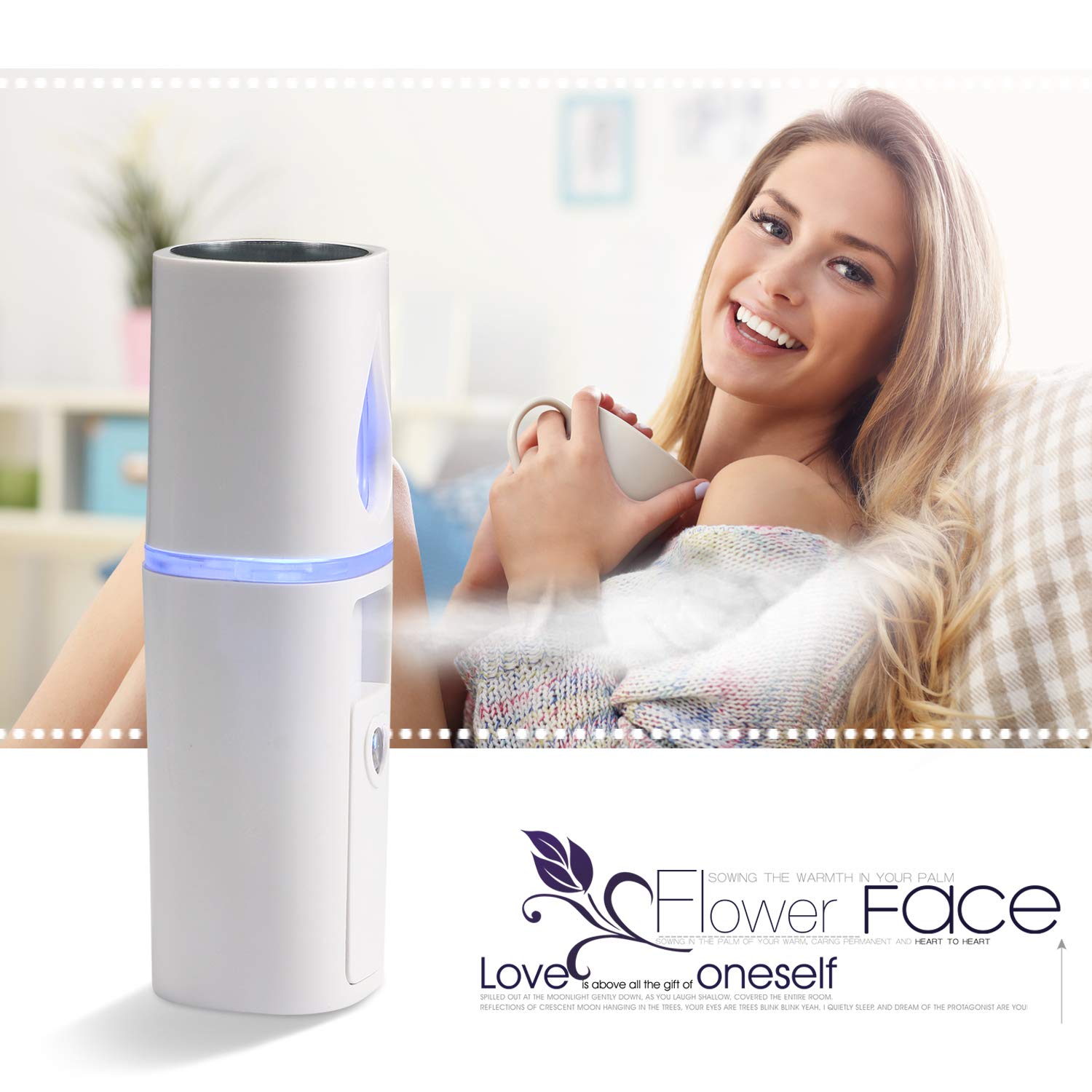 Vtrem Mini Nano Facial Steamer - Portable 20ML Cool Mist Humidifier for Dry Skin, Rechargeable Face Hydration Sprayer | At-Home Spa Treatment, Travel Skincare & Oil Moisturizing Therapy