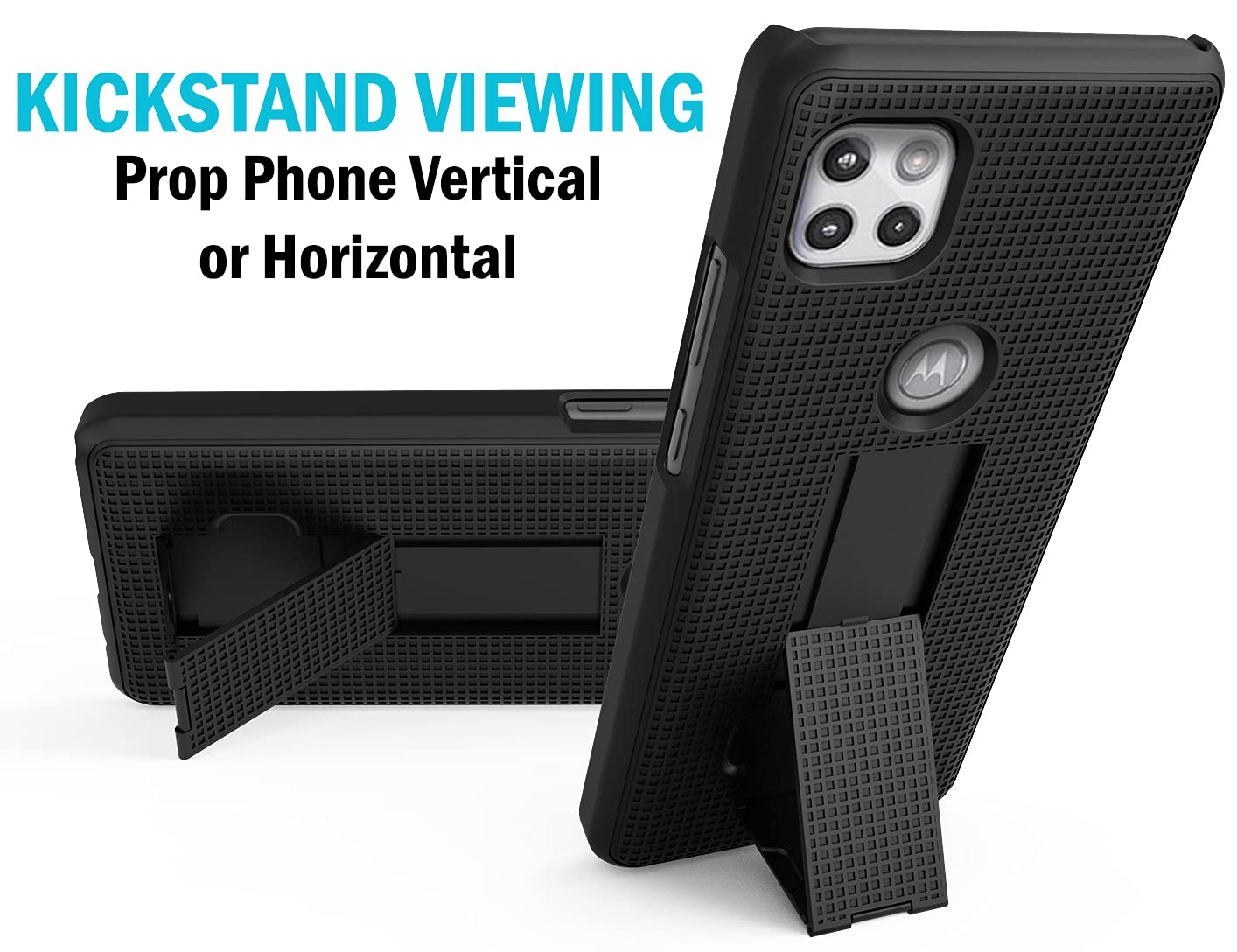 Motorola One 5G Ace Kickstand Case - Slim Hard Shell Phone Cover with Stand for Moto XT2113 | Black | Perfect for Hands-Free Viewing, Video Calls & Gaming
