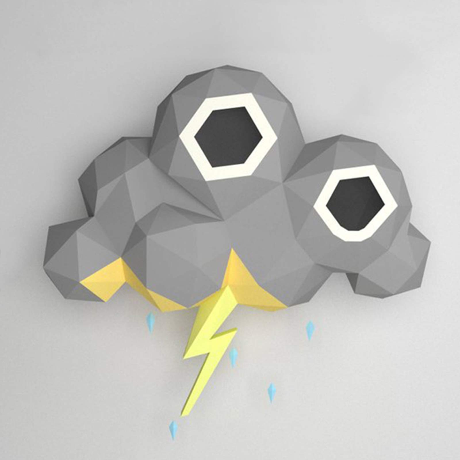 3D Geometric Lightning & Clouds Paper Sculpture Wall Art - DIY Origami Puzzle Craft Kit for Home & Office Decor | Unique Handmade Paper Model for Gifts & Creative Projects