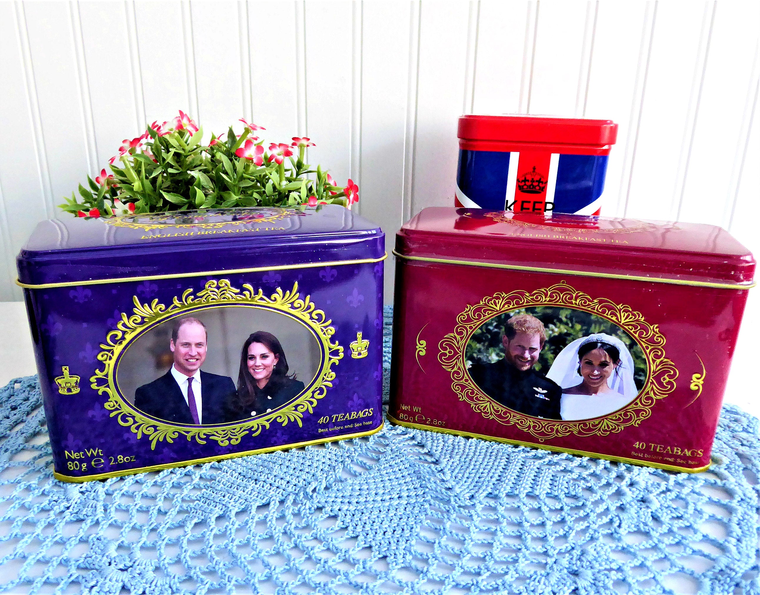 Royal Wedding Commemorative Tea Tins - Duke & Duchess of Cambridge & Sussex - Perfect for Tea Lovers, Collectors & Royal Memorabilia Fans - Great for Gifts, Home Decor & British Tea Parties