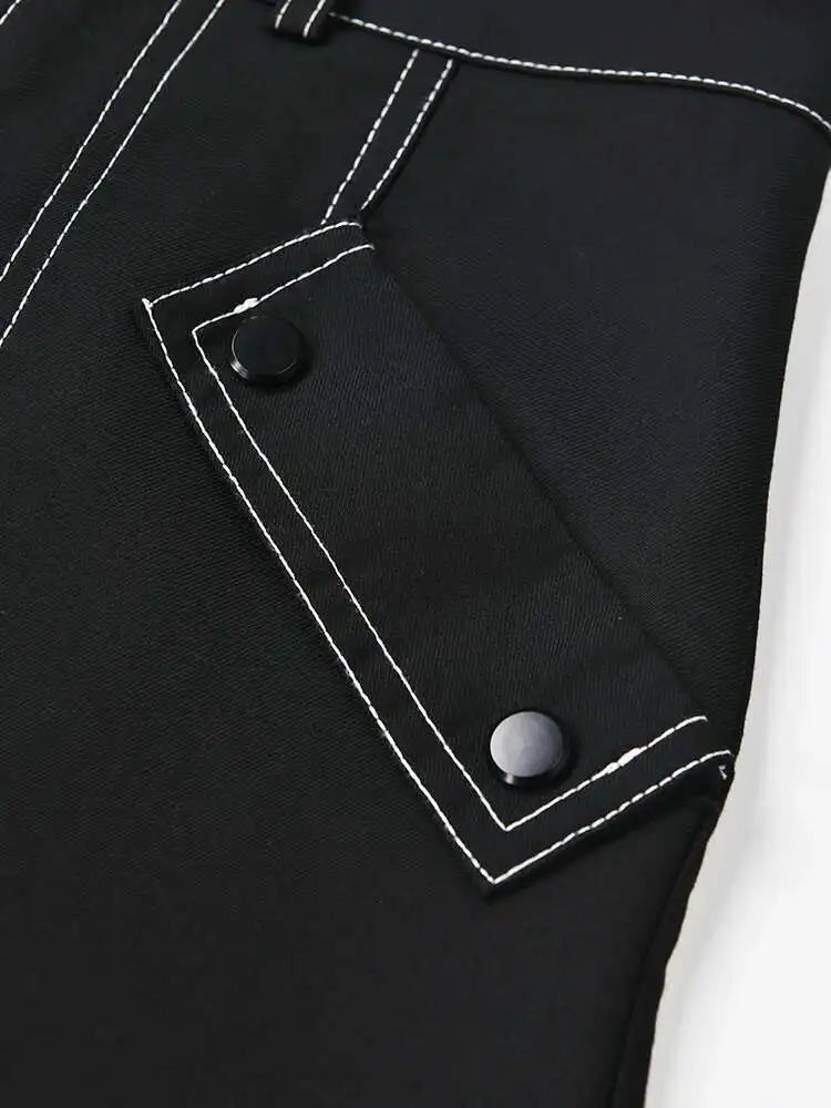 Black Women's Two-Piece Suit Set - Big Size Jacket & Wide Leg Pants with Lapel Design | Long Sleeve Fashion Outfit for Spring & Fall 2025 | Perfect for Office Wear, Business Meetings & Formal Occasions