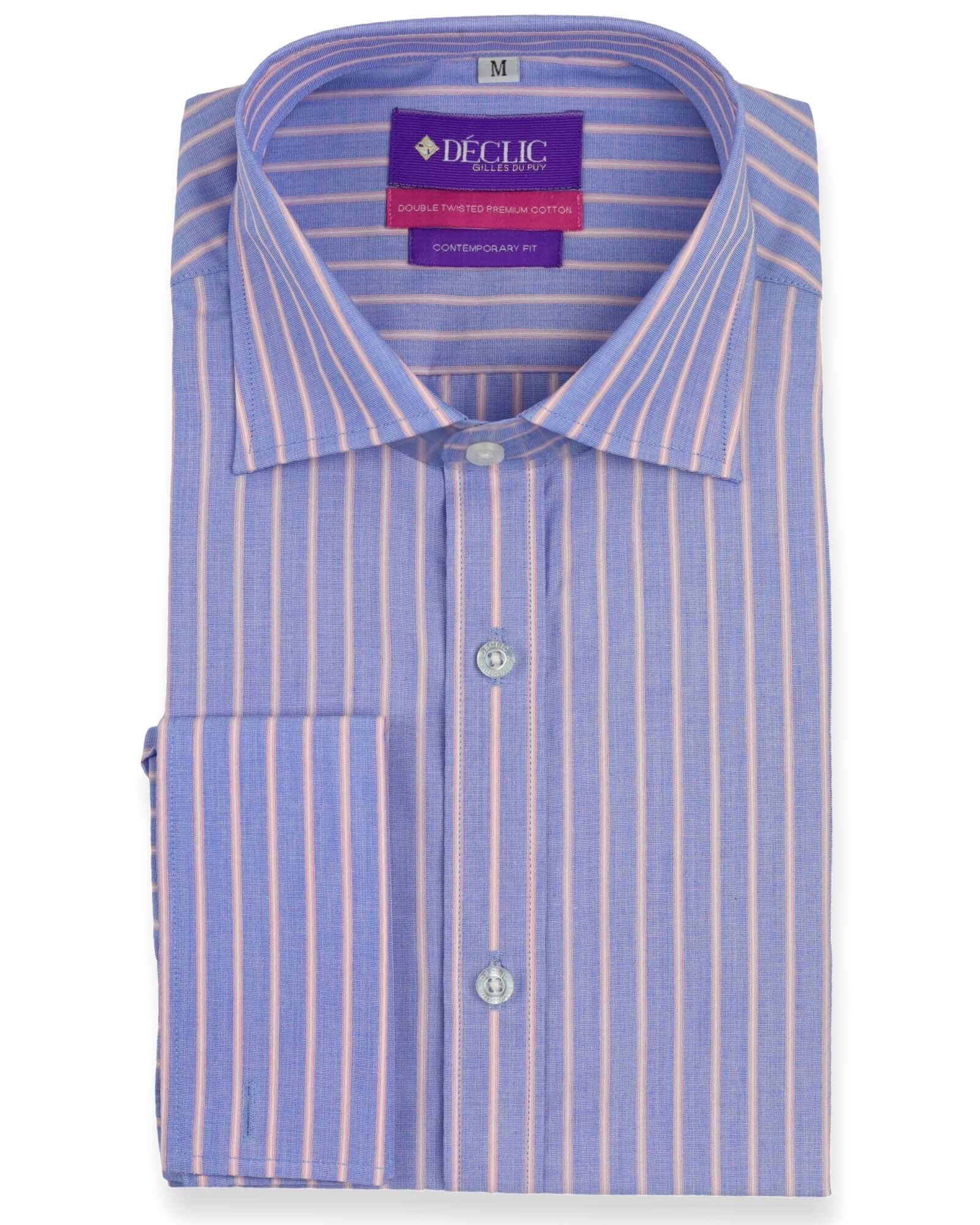 DÉCLIC Calshot Stripe Shirt for Men - Classic Blue & White Striped Casual Button Down Shirt - Perfect for Office, Date Night & Summer Outings