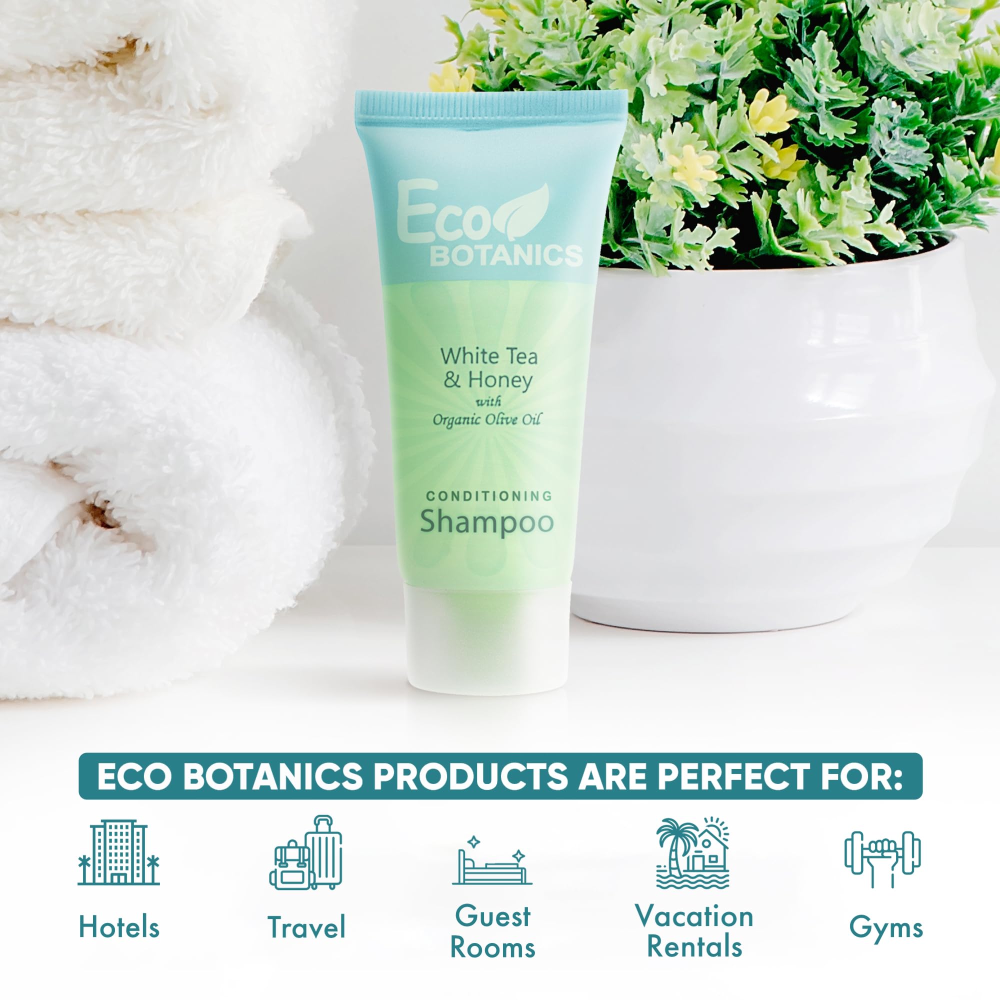 Eco Botanics Travel Size Shampoo & Conditioner Set - 0.85 oz Mini Bottles (Pack of 300) - Perfect for Hotels, Gyms, Spas & Travel Toiletries