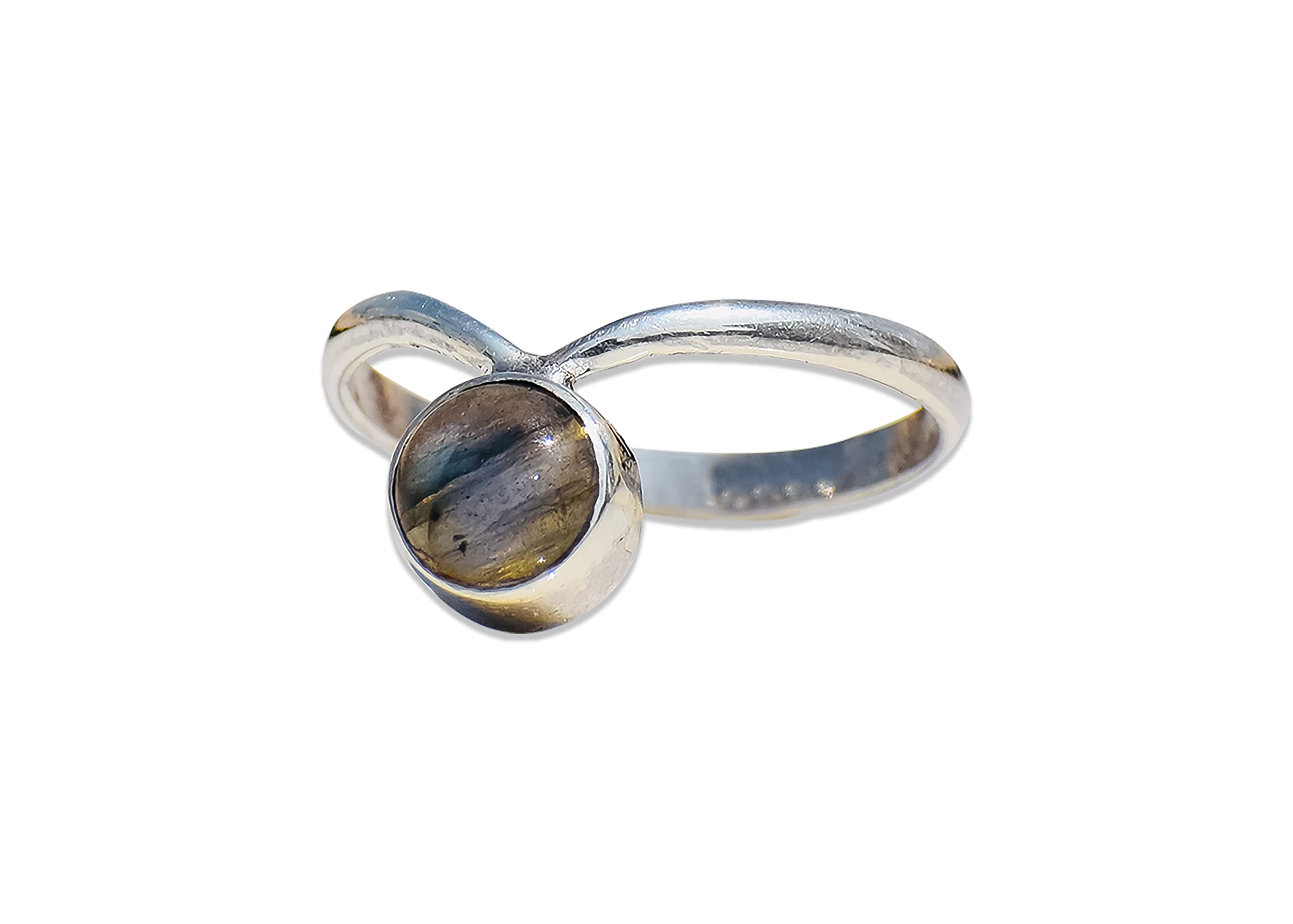 Blue Labradorite Ring - 925 Sterling Silver Handmade Wave Ring for Women | Round Labradorite Gemstone Birthstone Jewelry | Perfect Gift for Her, Elegant for Daily Wear & Special Occasions