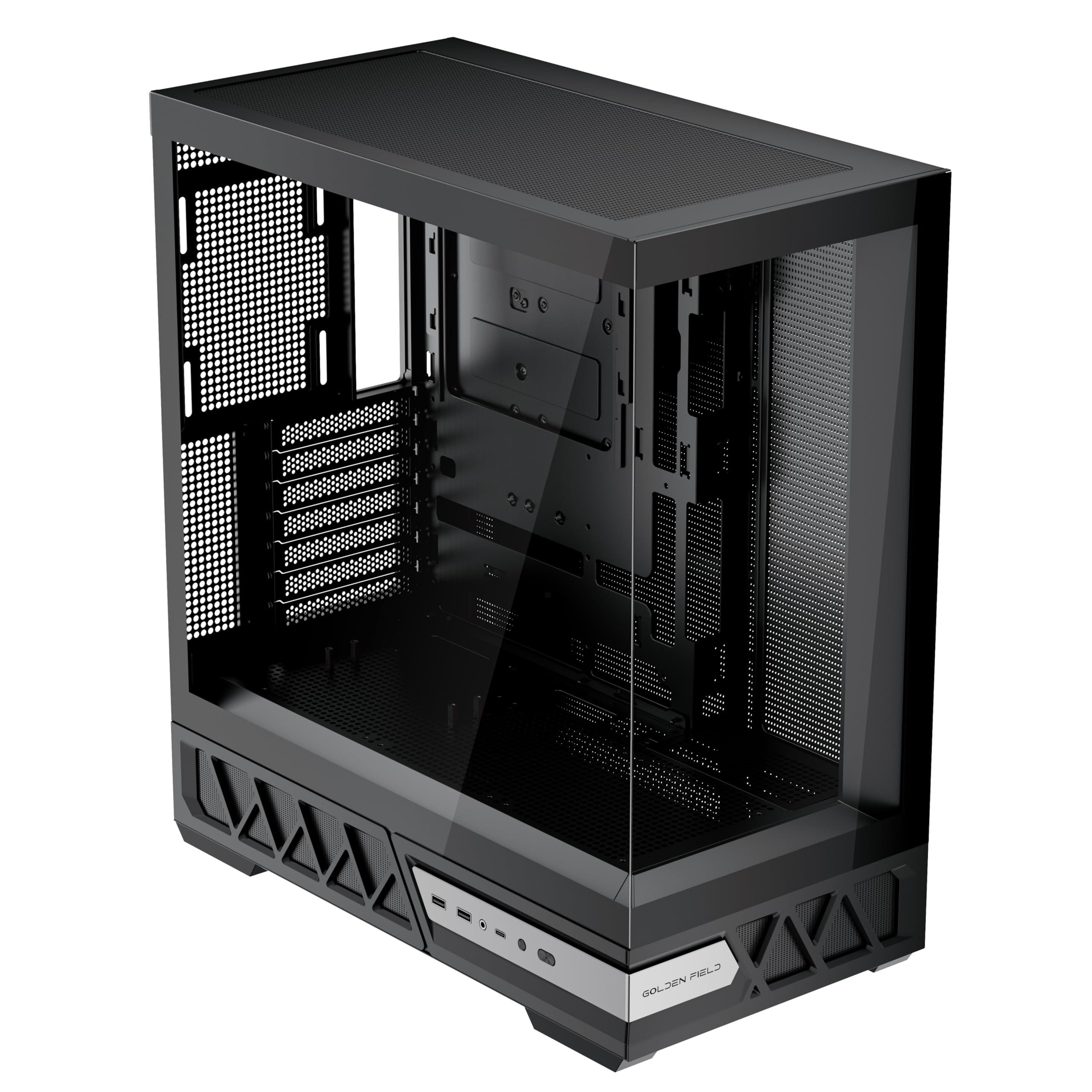 Gaming PC ATX Mid Tower Case - Compatible with Micro ATX/Mini ITX, Supports 360mm Water Cooling, Easy Installation & Cable Management, 270° Tempered Glass Design - Black | Perfect for High-Performance Gaming Rigs & Streaming Setups