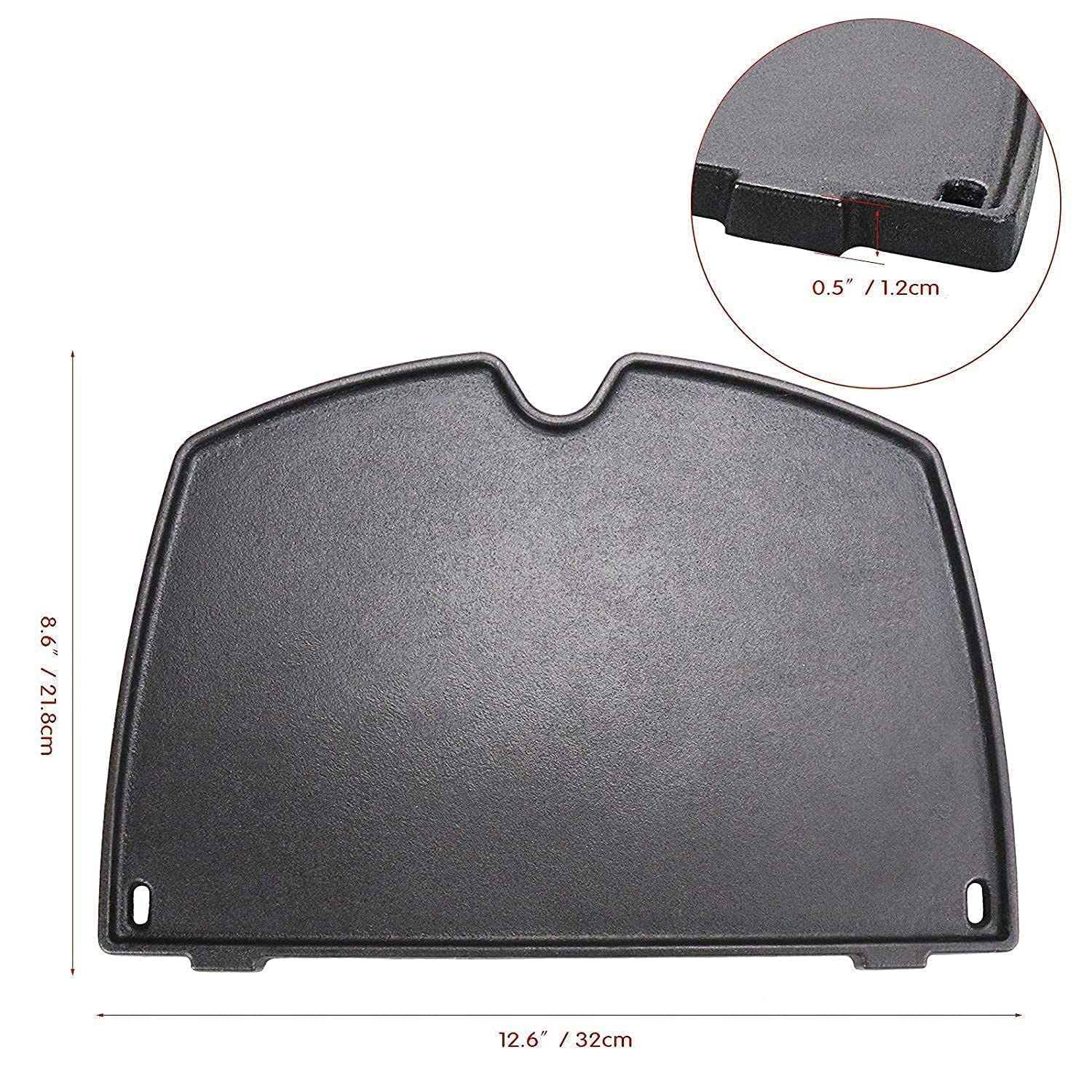 Uniflasy 7644 Cast Iron Cooking Grates & 6558 Griddle for Weber Q100 Q1000 Q120 Q1200 Baby Q Gas Grills Replacement Parts - Perfect for Backyard BBQs, Camping & Outdoor Cooking