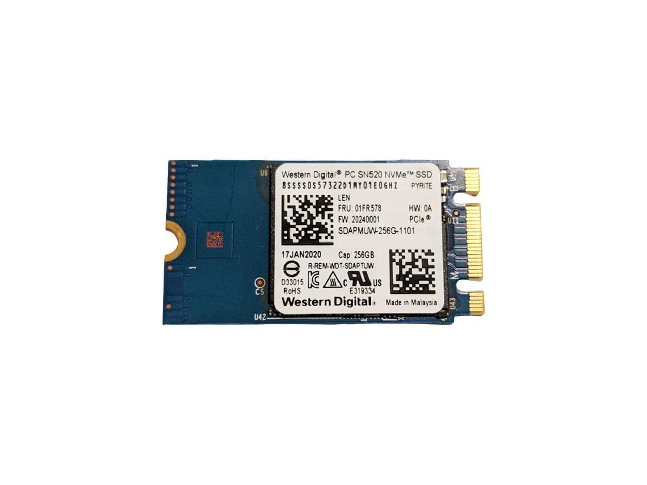 Western Digital WD SN520 256GB M.2 2242 PCIe NVMe Internal SSD - High Speed Solid State Drive for Laptops & PCs | Perfect for Gaming, Video Editing & Fast Boot Times