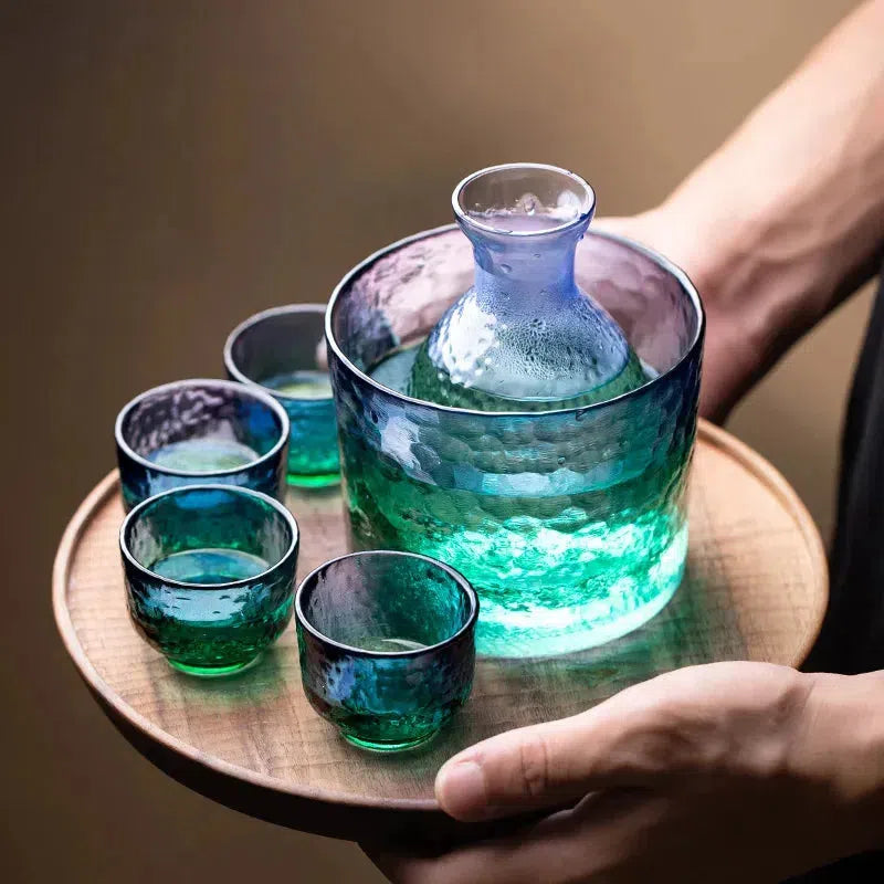 Exquisite Peacock Sake Jug Set - Traditional Japanese Ceramic Sake Set with 2 Cups - Perfect for Sake Tasting, Japanese Tea Ceremony & Home Decor
