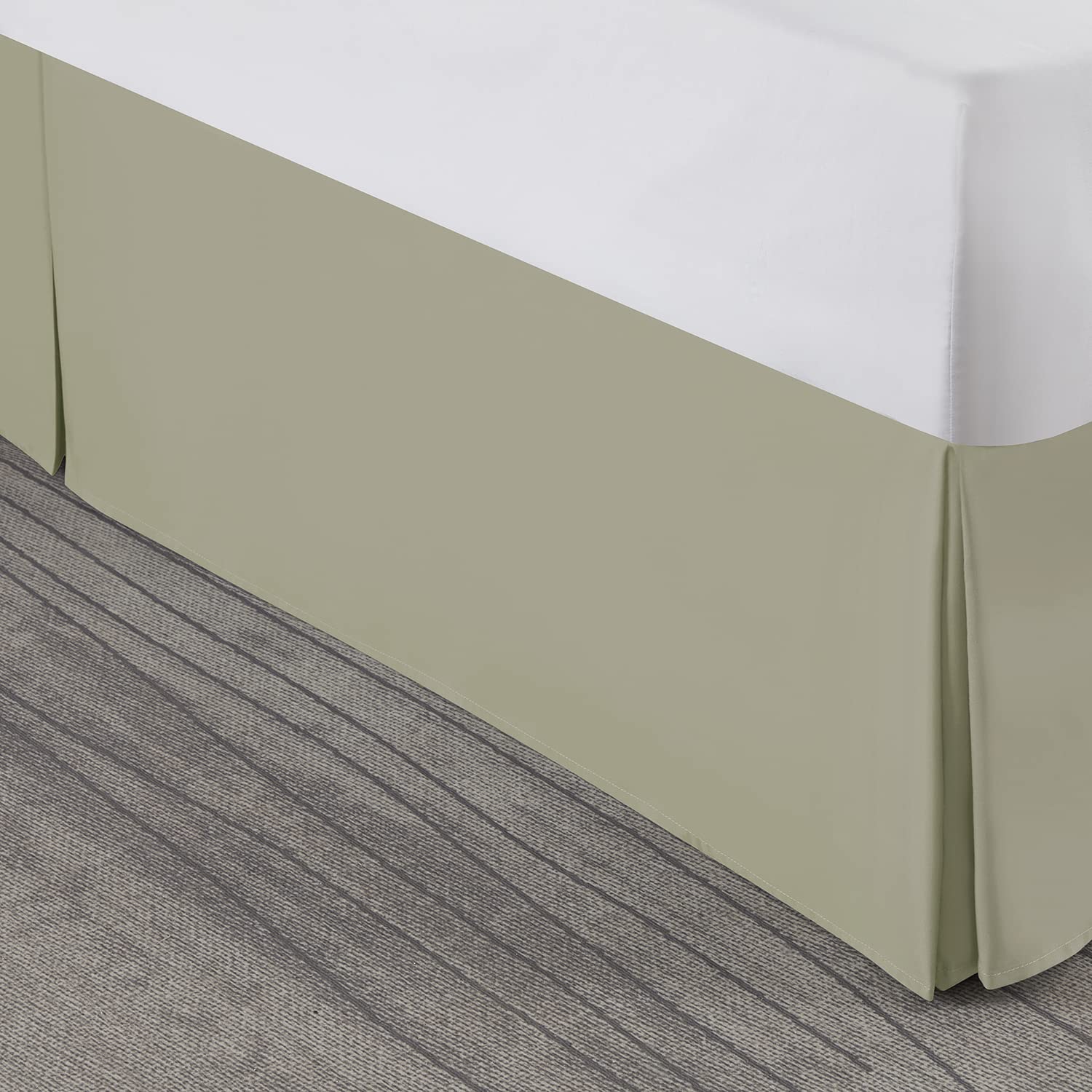 Nestl Green King Size Bed Skirt - 14 Inch Drop Brushed Microfiber Bed Skirt with Hotel Quality Pleats | Shrink & Fade Resistant | Perfect for Luxury Bedrooms & Hotel Room Decor