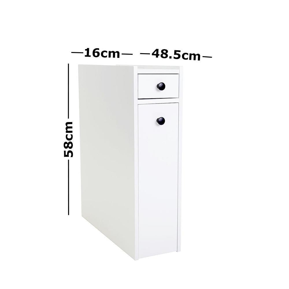 Slim Pull-Out Bathroom Storage Cabinet - White | Space-Saving Organizer for Towels, Toiletries & Cleaning Supplies | Perfect for Small Bathrooms, Laundry Rooms & Kitchens