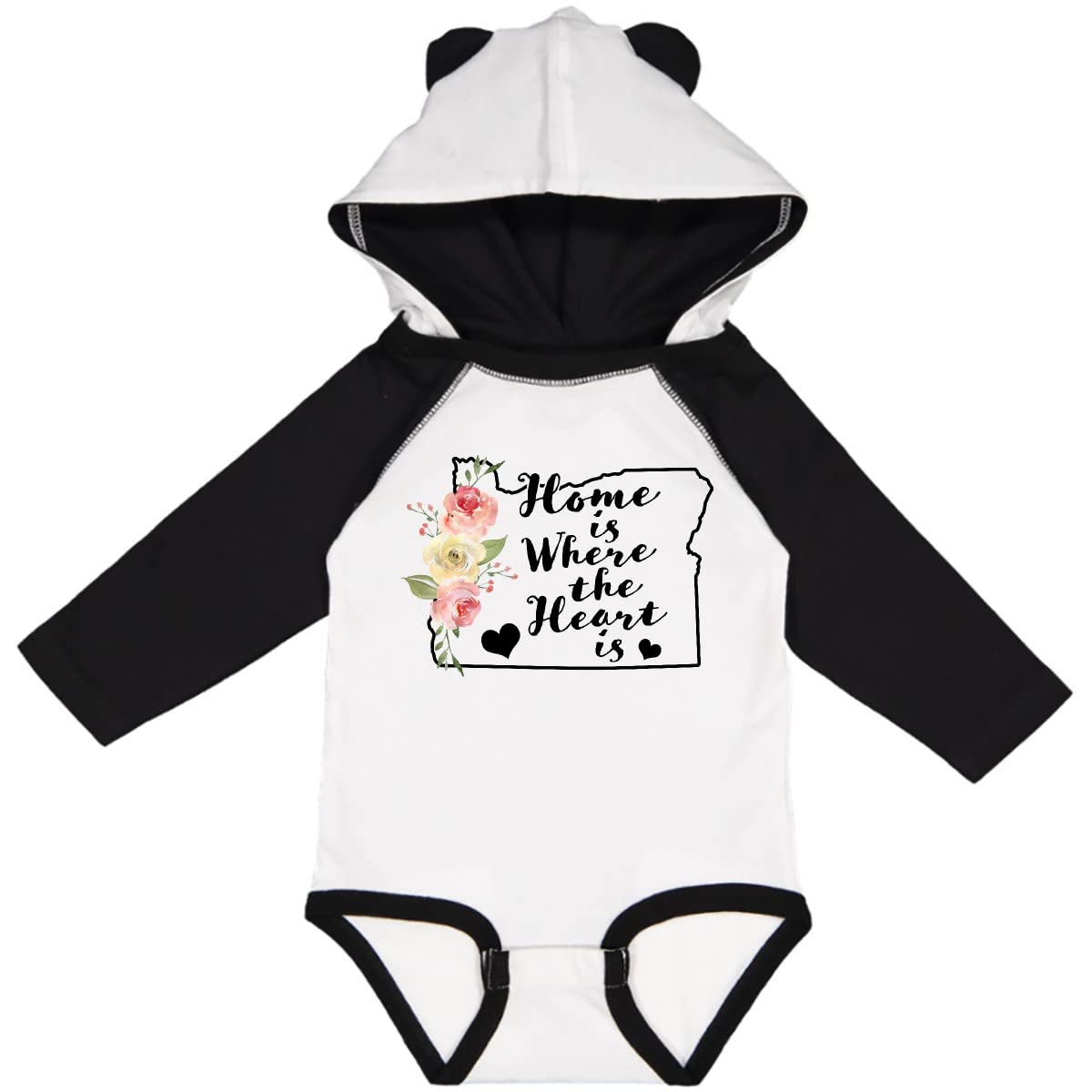 Inktastic Oregon Home is Where The Heart is Watercolor Print Long Sleeve Baby Bodysuit - Soft Cotton Onesie for Newborns & Infants - Perfect for Family Photos, Holidays & Everyday Wear