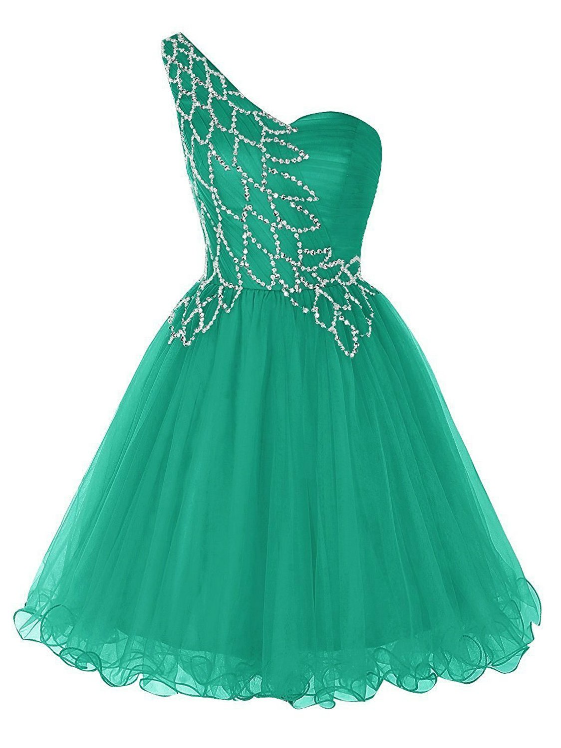 Elegant One Shoulder Short Prom Dress with Beading & Tulle - Perfect for Homecoming, Cocktail Parties & Special Occasions